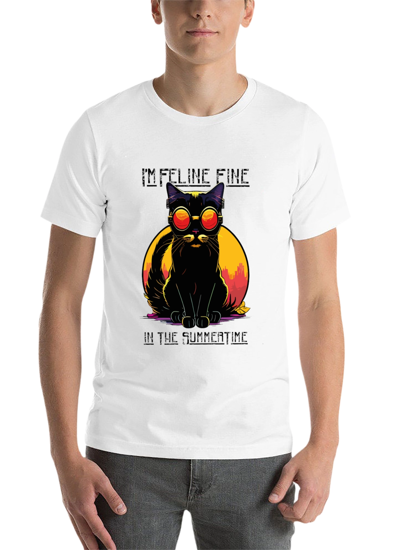 Black Feline Fine Summer Cat T-Shirt view 14