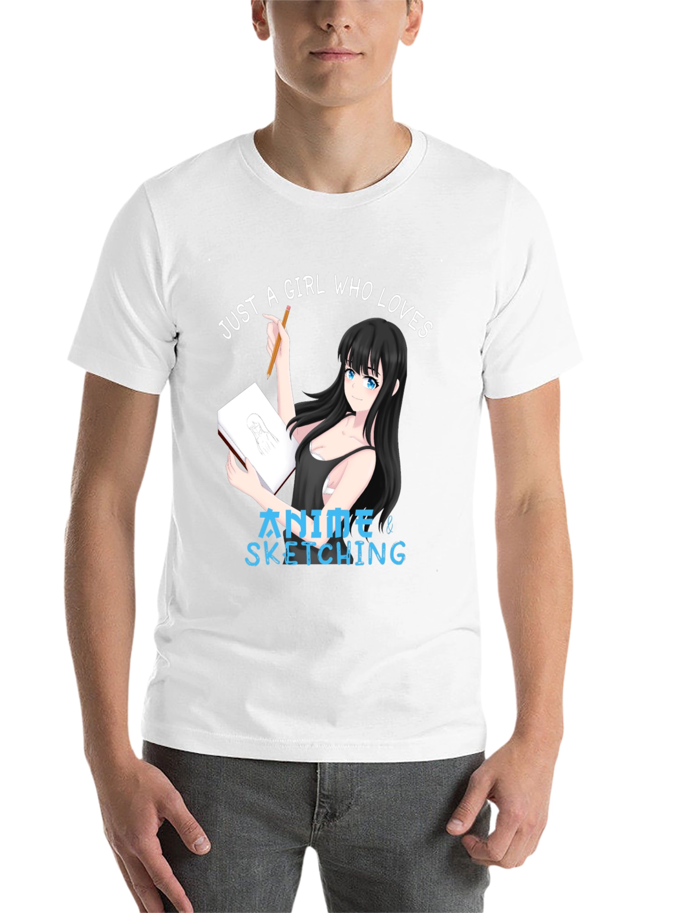 Black Anime & Sketching Girl's T-Shirt view 14