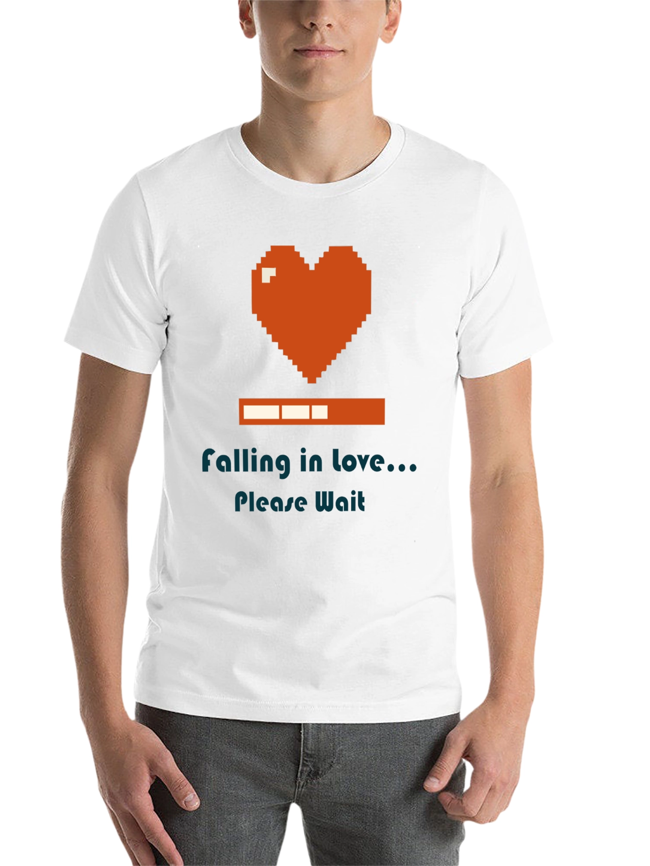Black Falling in Love Pixel Heart Loading Bar Graphic T-Shirt view 14