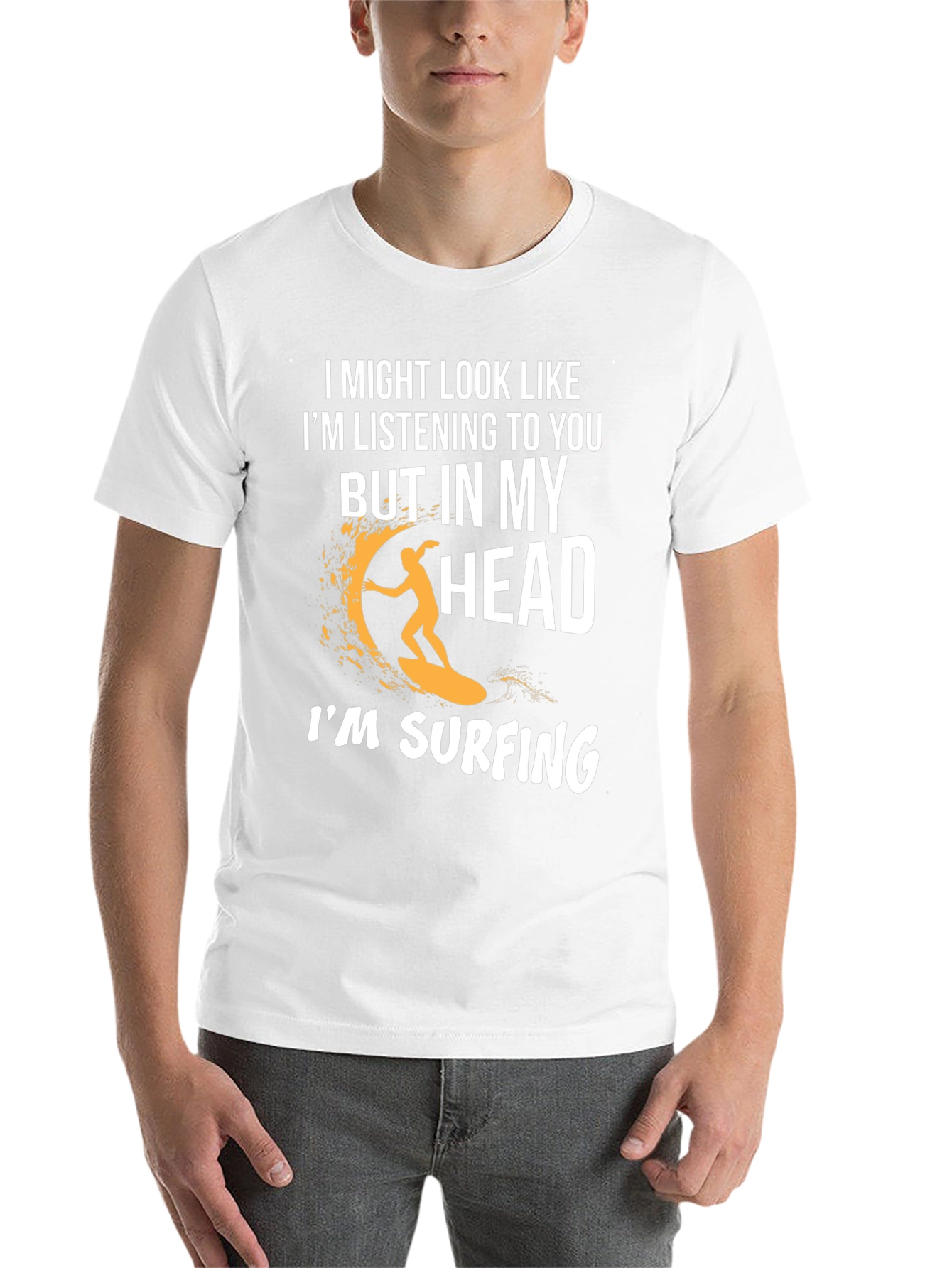 Black Surfing Head T-Shirt - Funny Novelty Tee view 14
