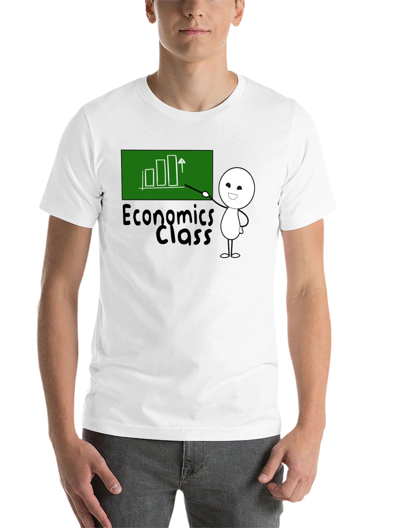 Black Economics Class T-Shirt - Cute Stick Figure view 14