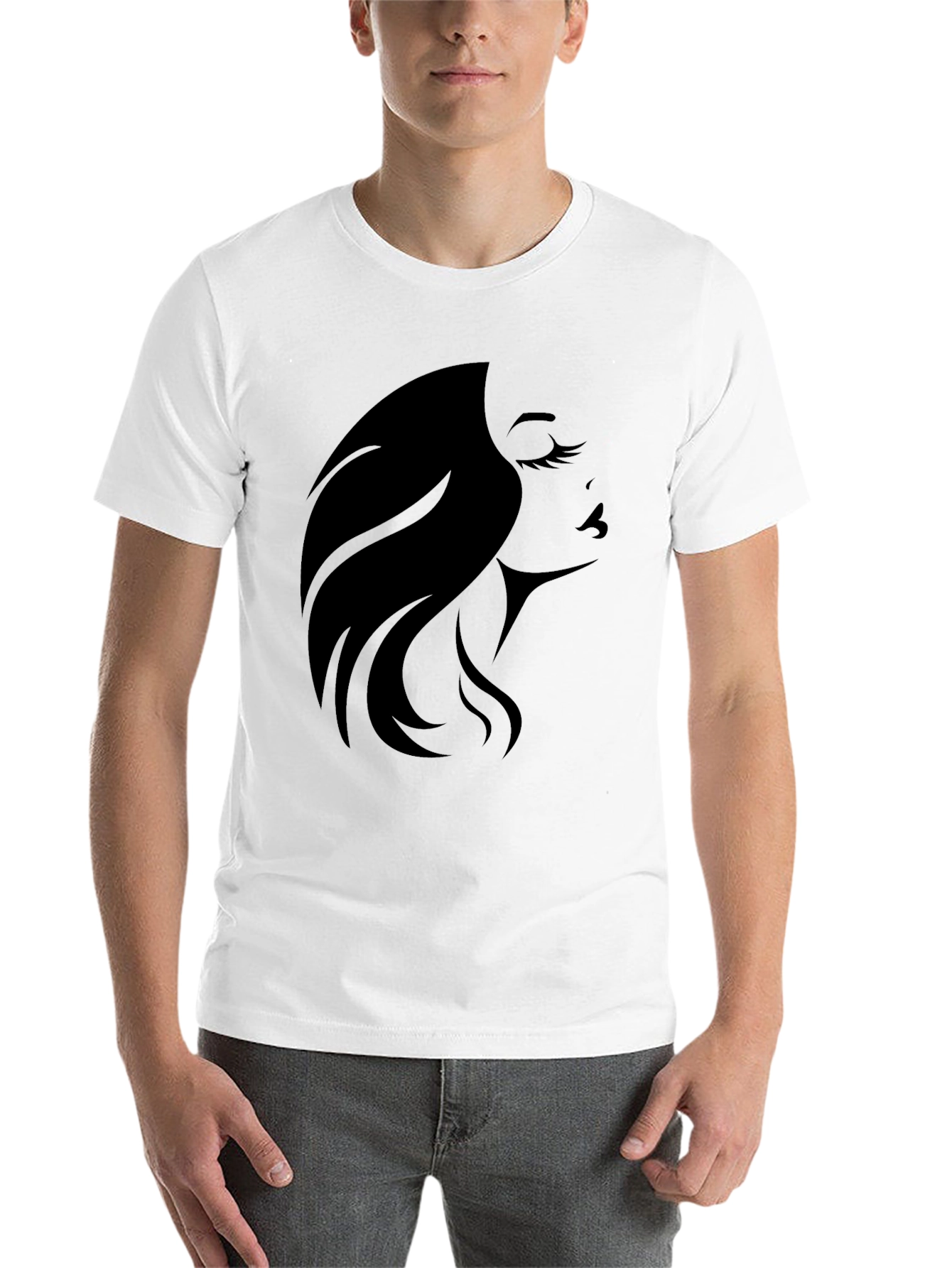 Black Elegant Woman Silhouette Graphic Tee - Black view 14