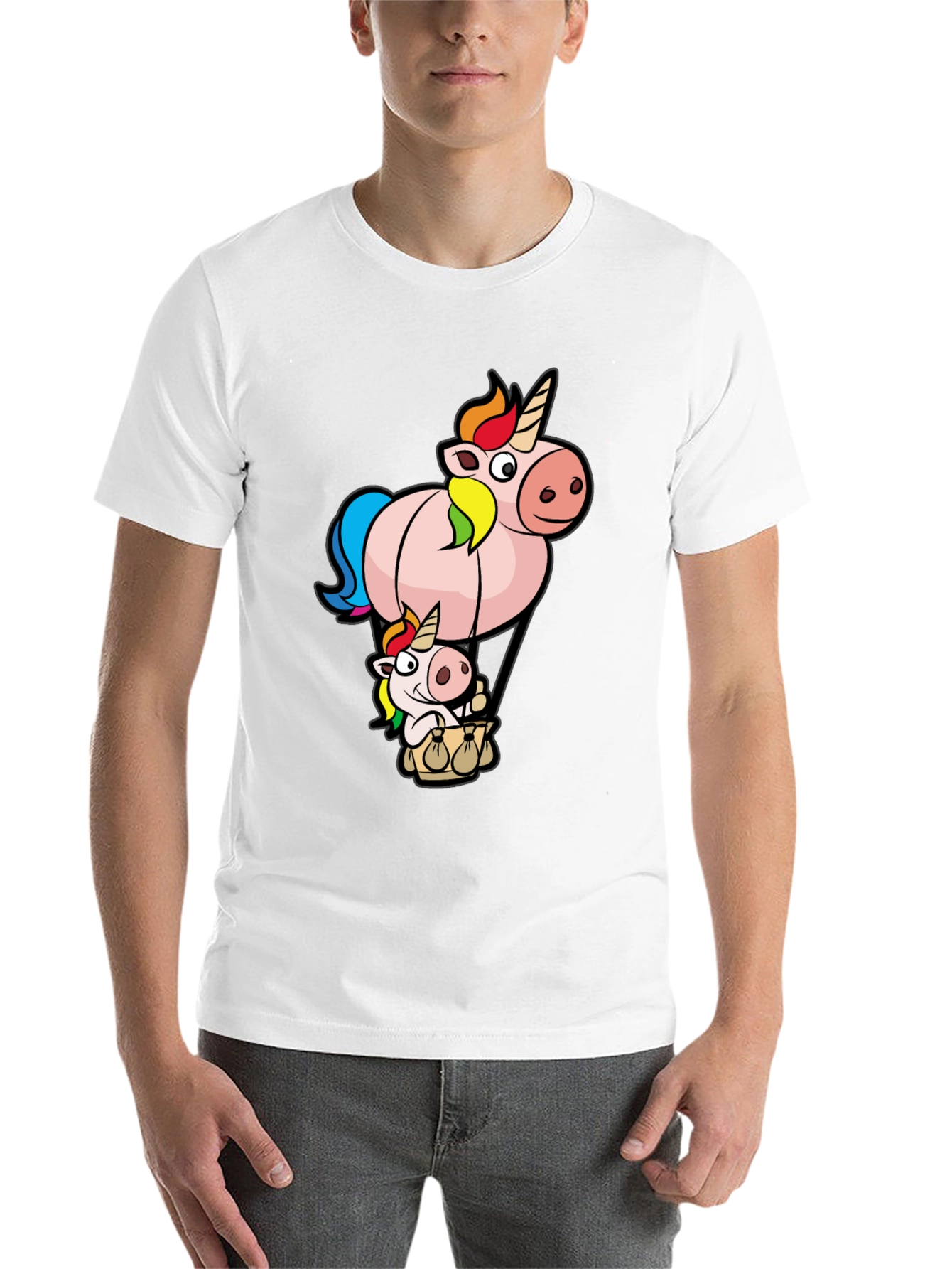 Black Unicorn Hot Air Balloon Graphic T-Shirt view 14