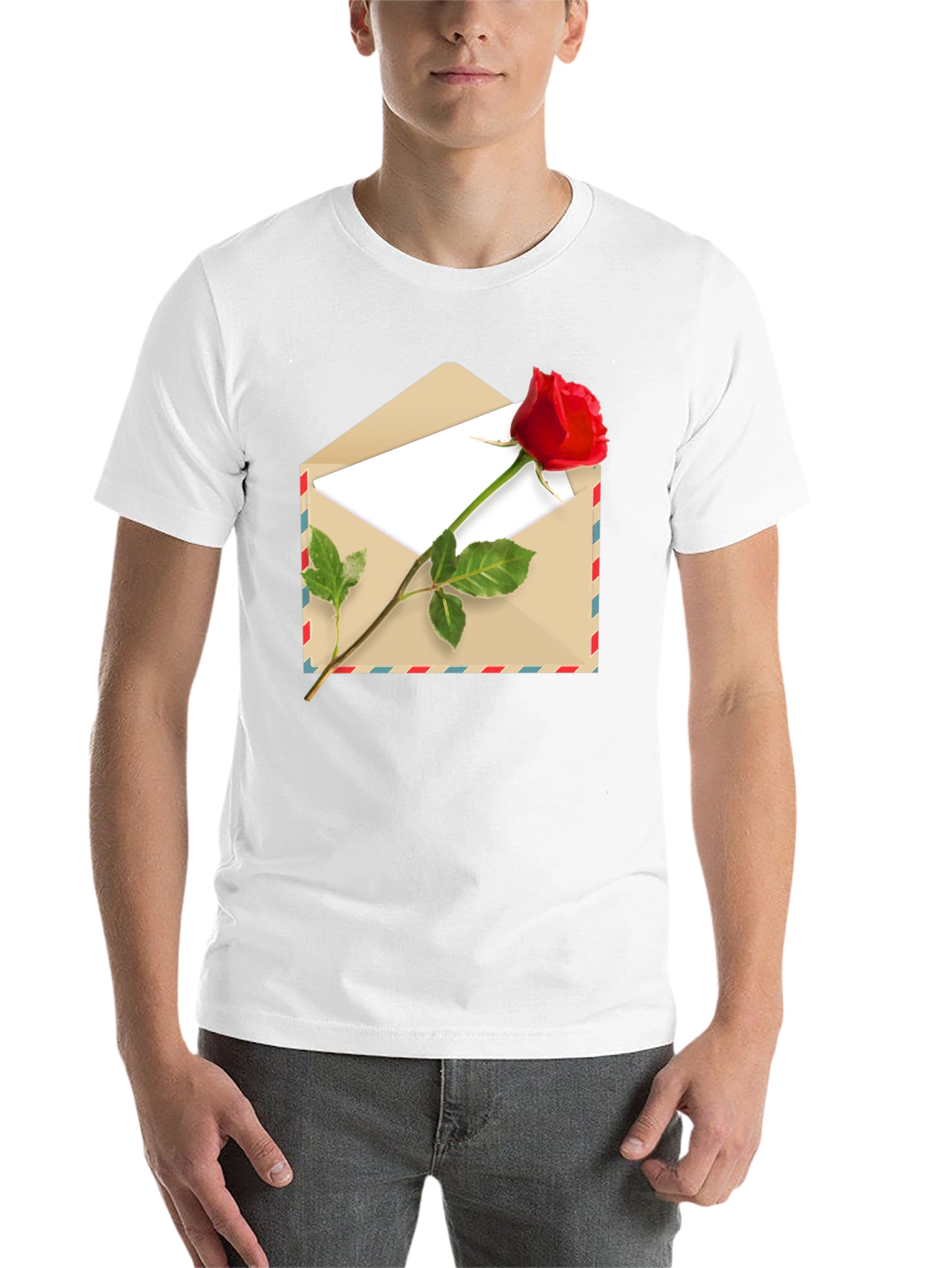 Black Romantic Rose Envelope Graphic Tee - Black view 14