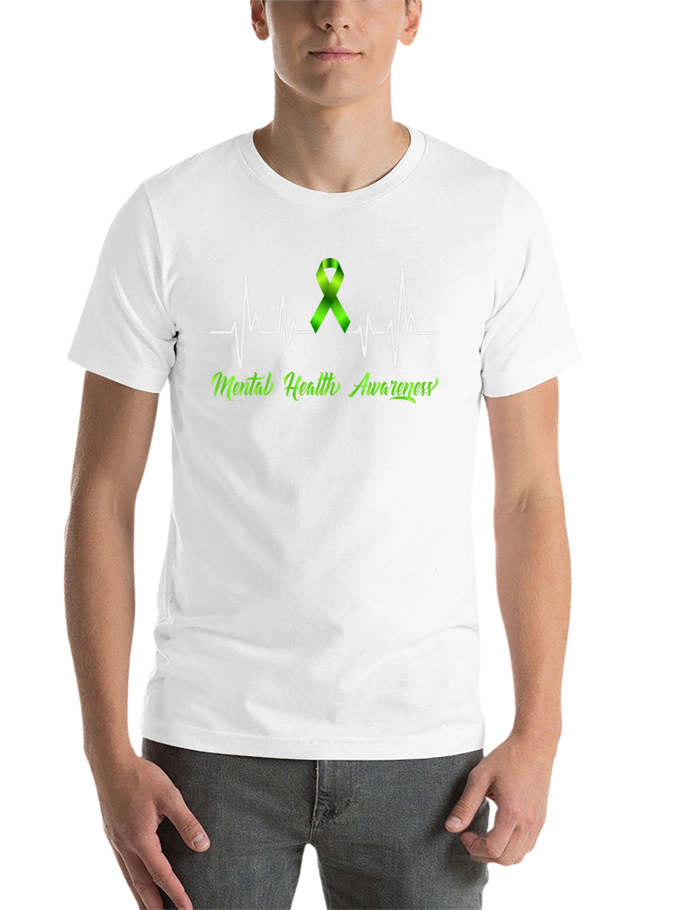 Black Mental Health Awareness Heartbeat T-Shirt view 14