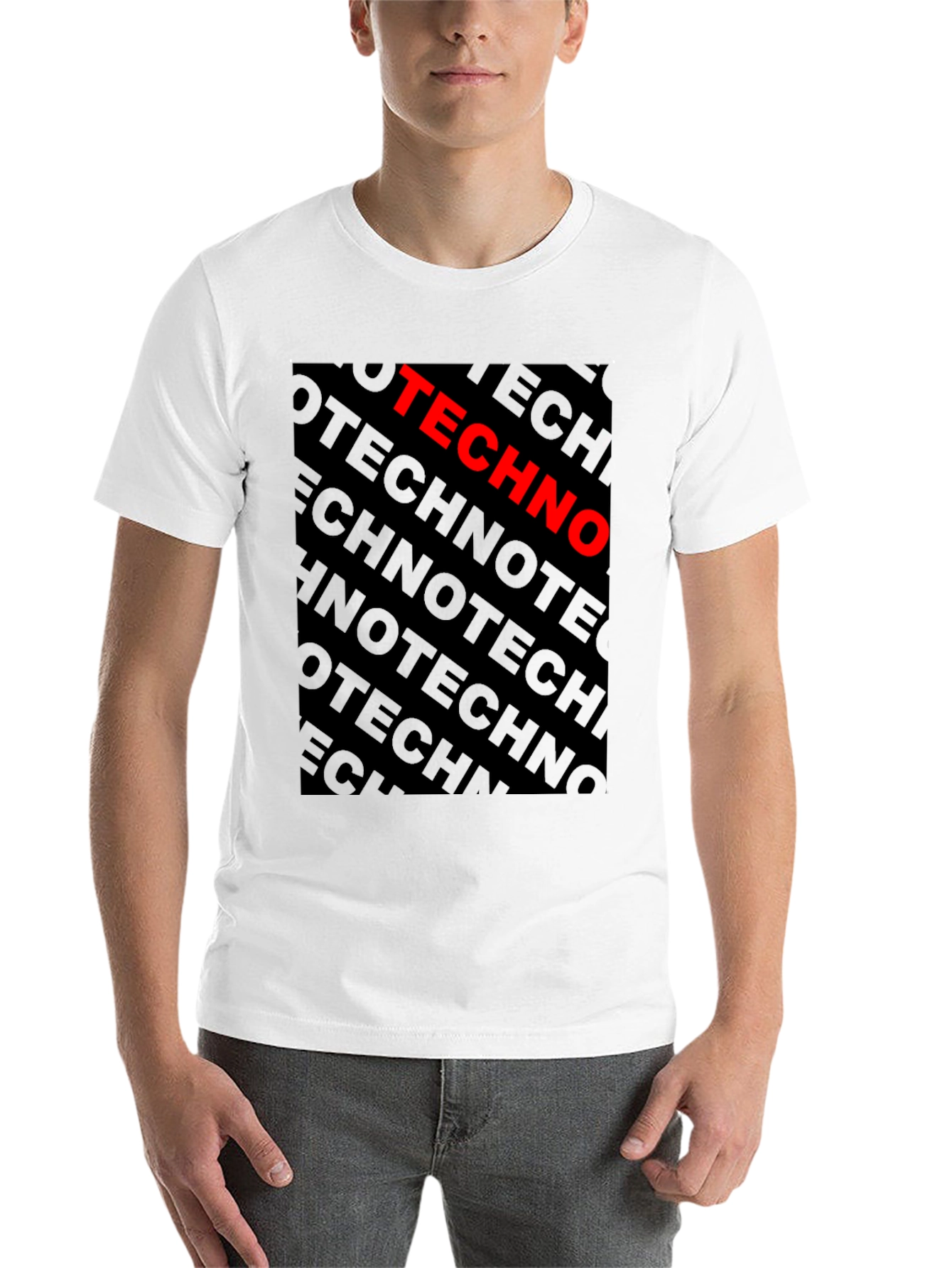 Black Techno Bold Graphic Black T-Shirt view 14