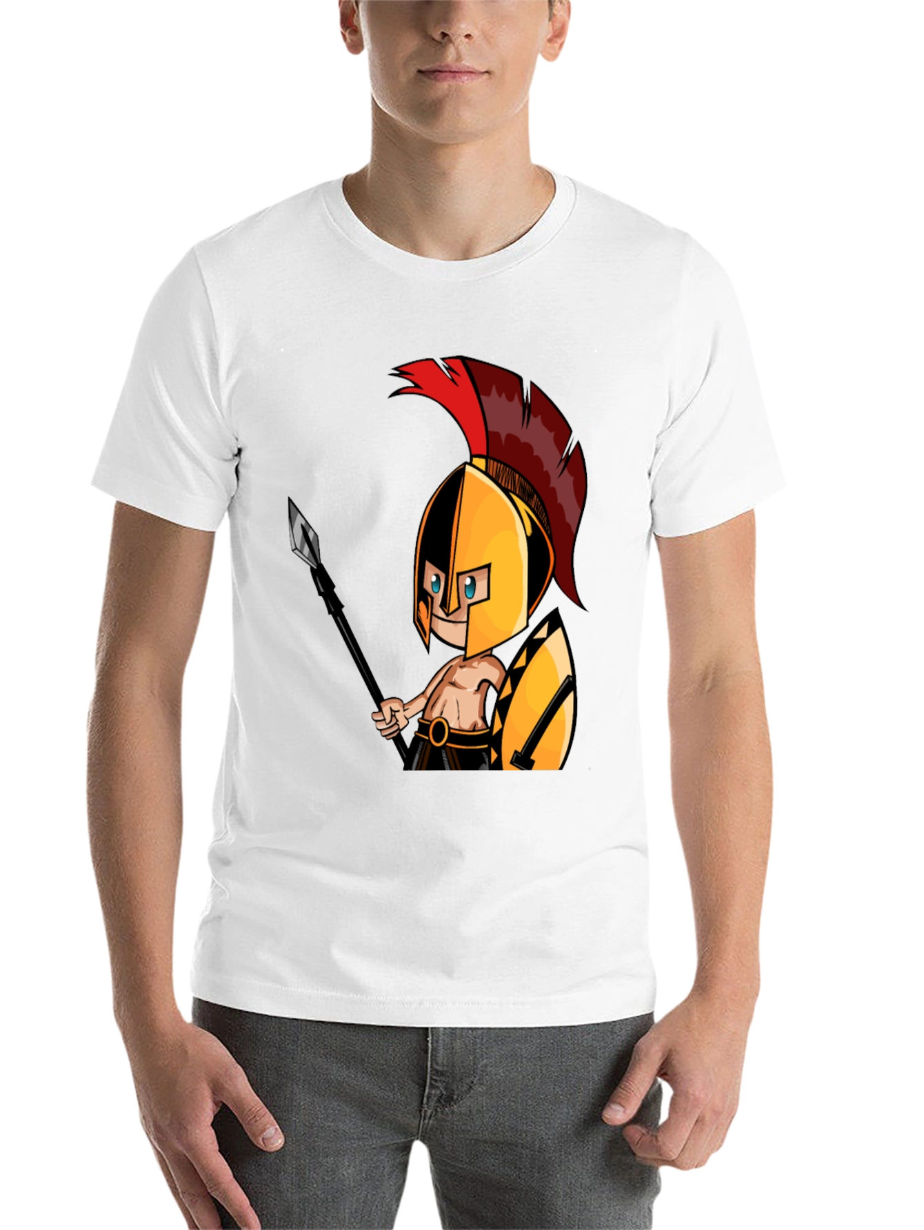 Black Spartan Warrior Graphic Tee - Black Cotton T-Shirt view 14