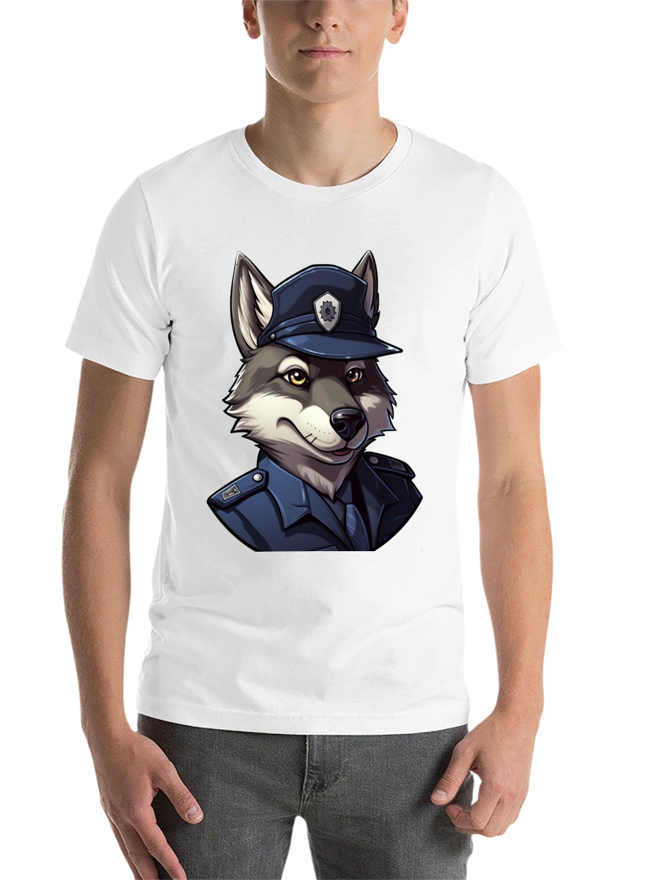 Black Wolf Cop T-Shirt - Cool Canine Police Design view 14