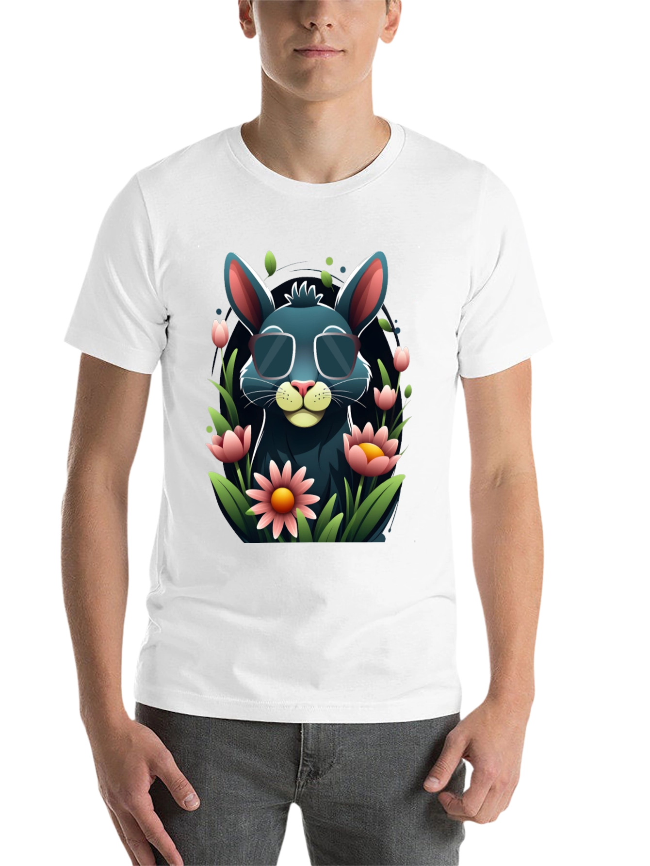 Black Cool Bunny in Shades Graphic Tee view 14