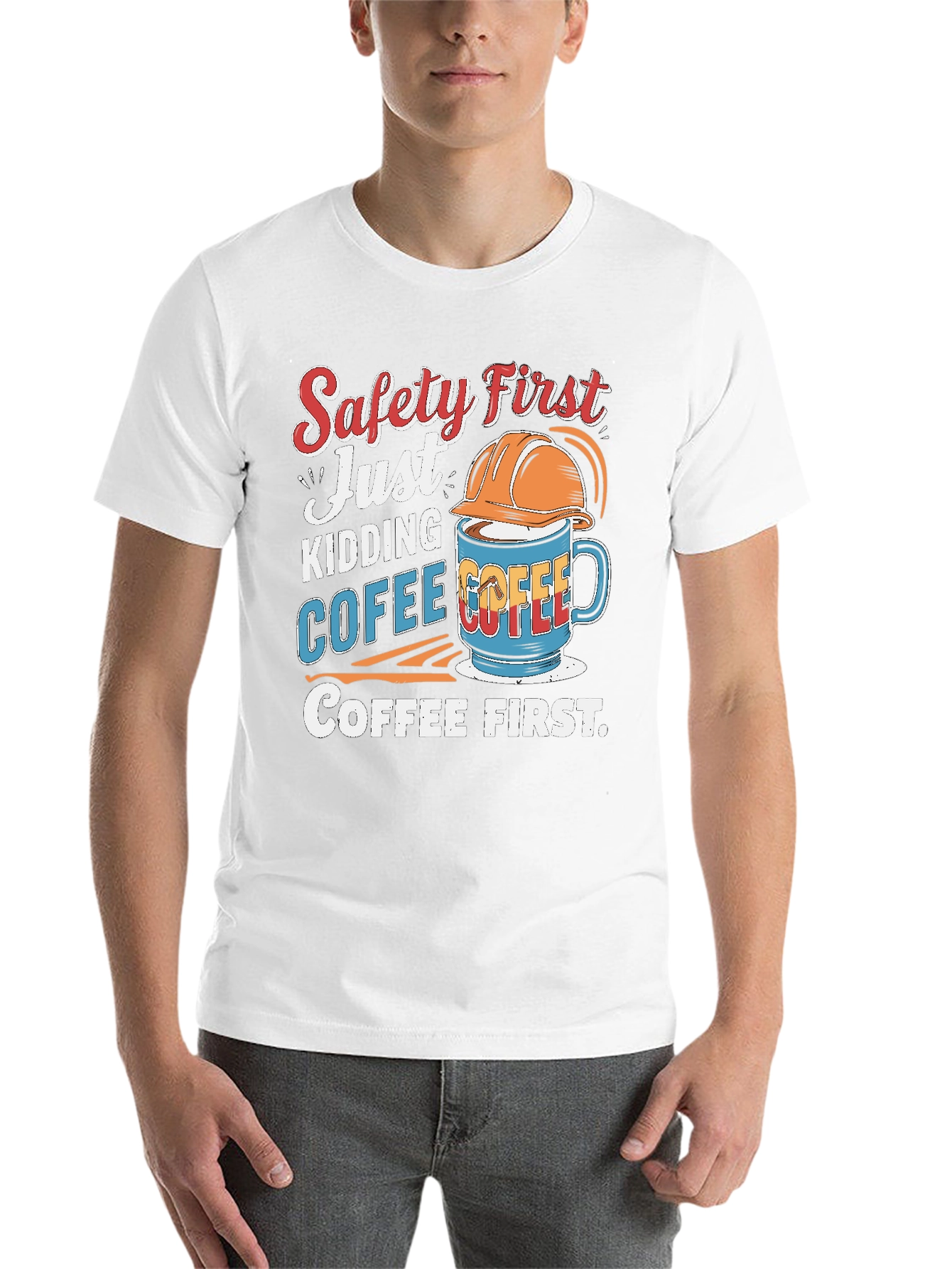 Black Safety First Coffee T-Shirt view 14