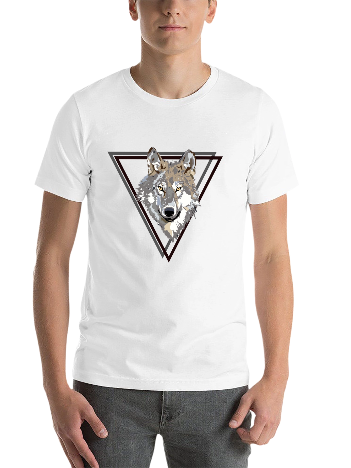 Black Wolf Triangle Graphic Print Tee - Black view 14