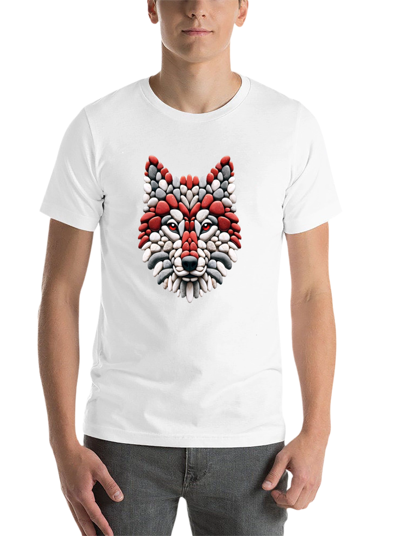Black Wolf Mosaic Graphic Tee - Stylish Black T-Shirt view 14