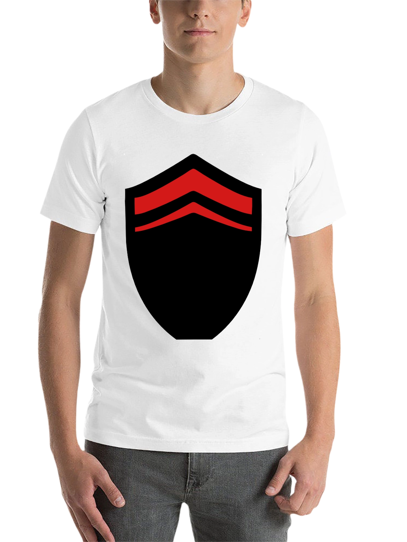 Black Bold Black T-Shirt with Red Chevron Design view 14