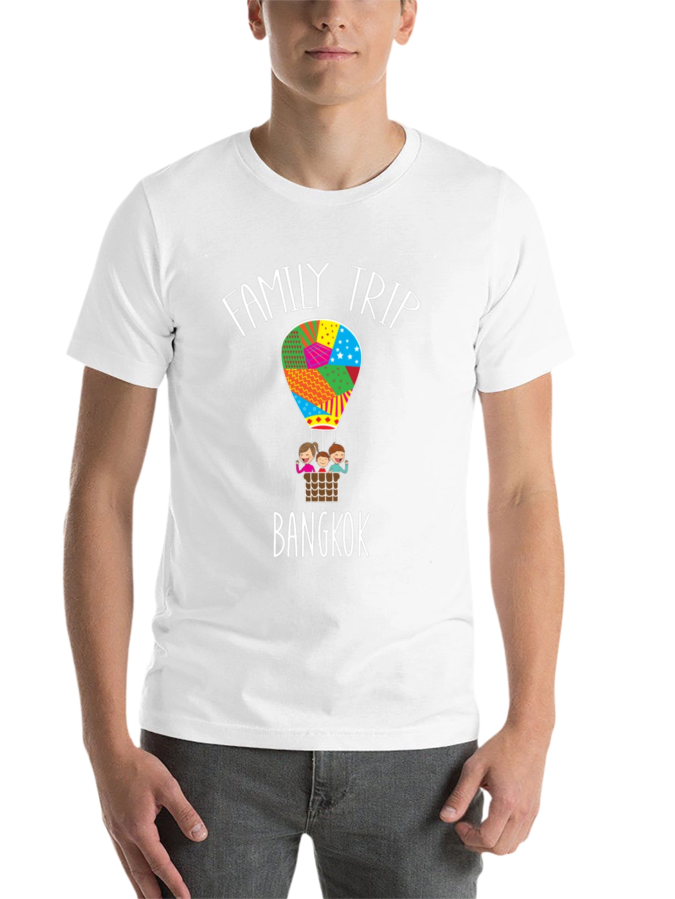 Black Family Trip Bangkok T-Shirt - Hot Air Balloon Design view 14
