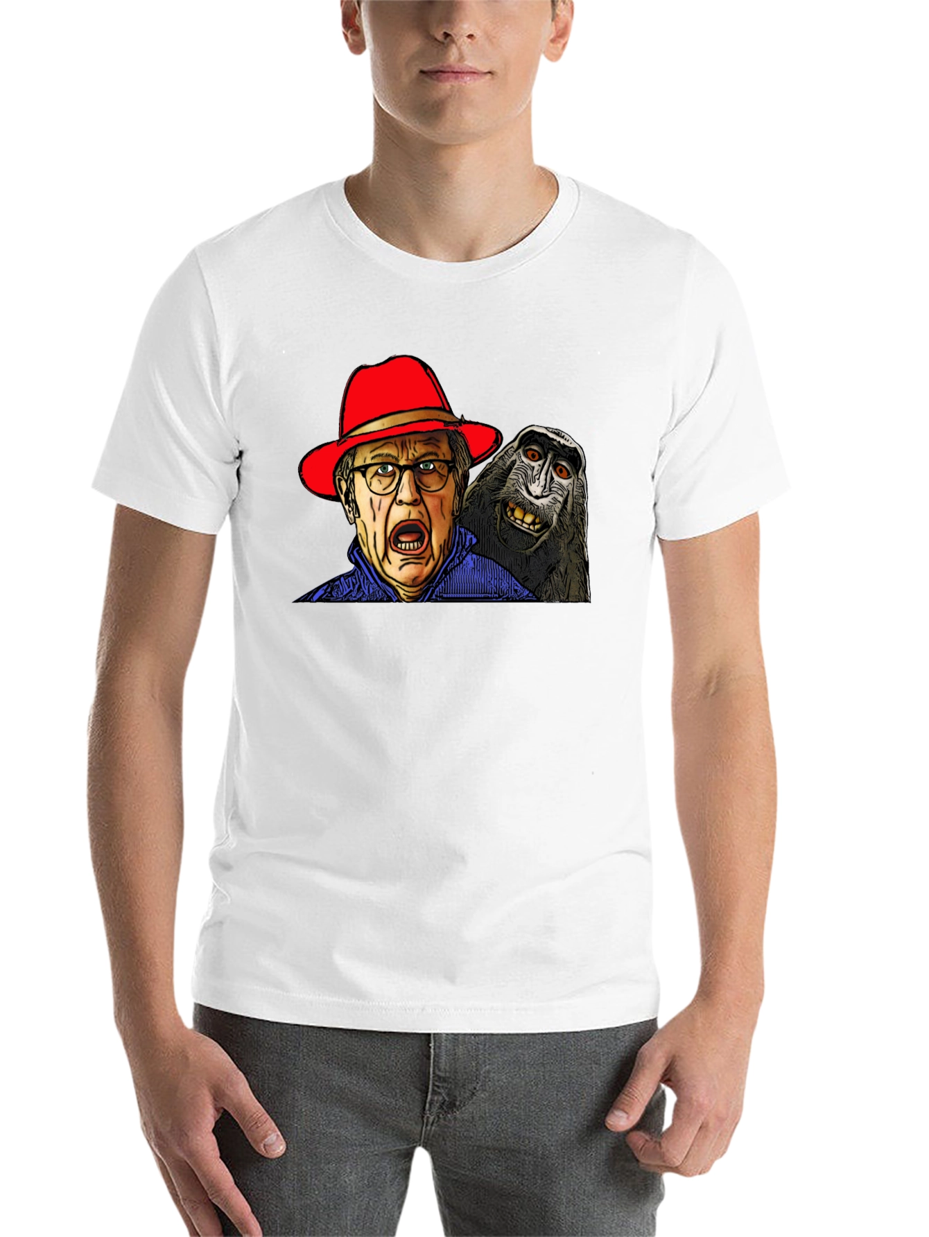 Black Strange Men's T-Shirt with Monkey view 14