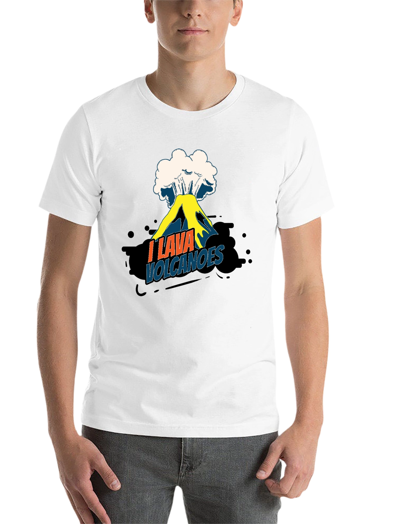 Black I Lava Volcanoes Funny Graphic Tee Shirt view 14