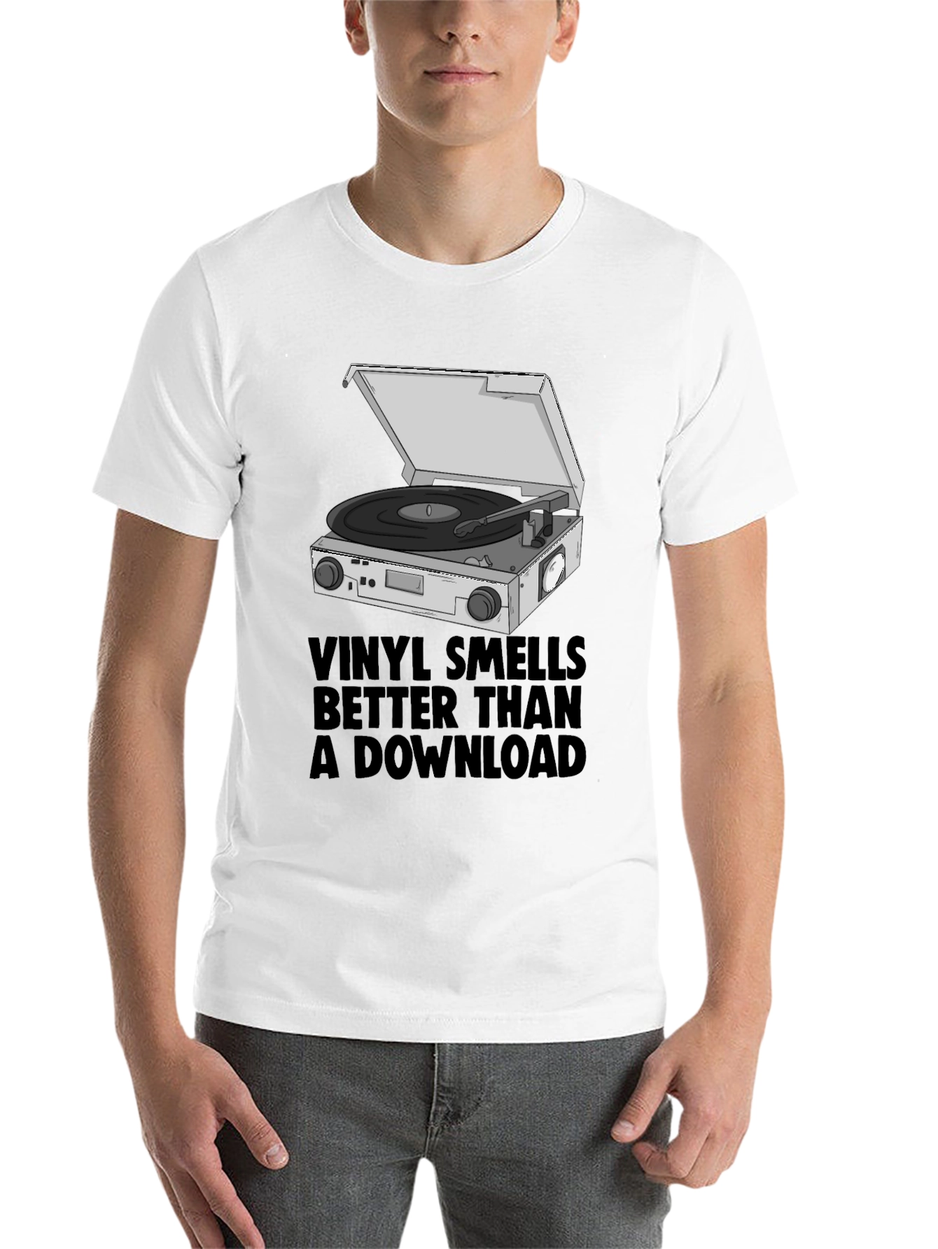 Black Vinyl Smells Better T-Shirt view 14