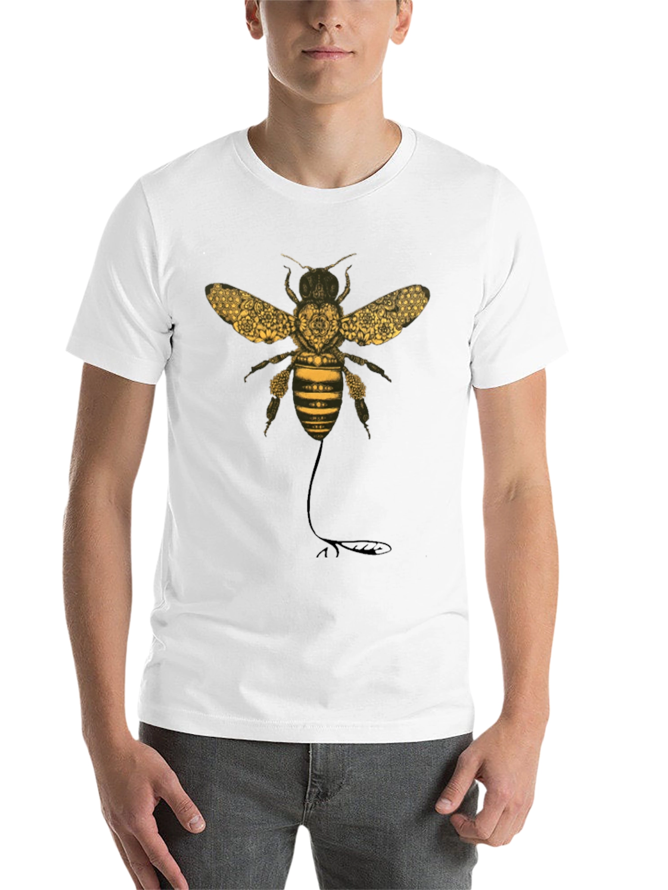 Black Bee Graphic T-Shirt - Black Cotton Blend view 14