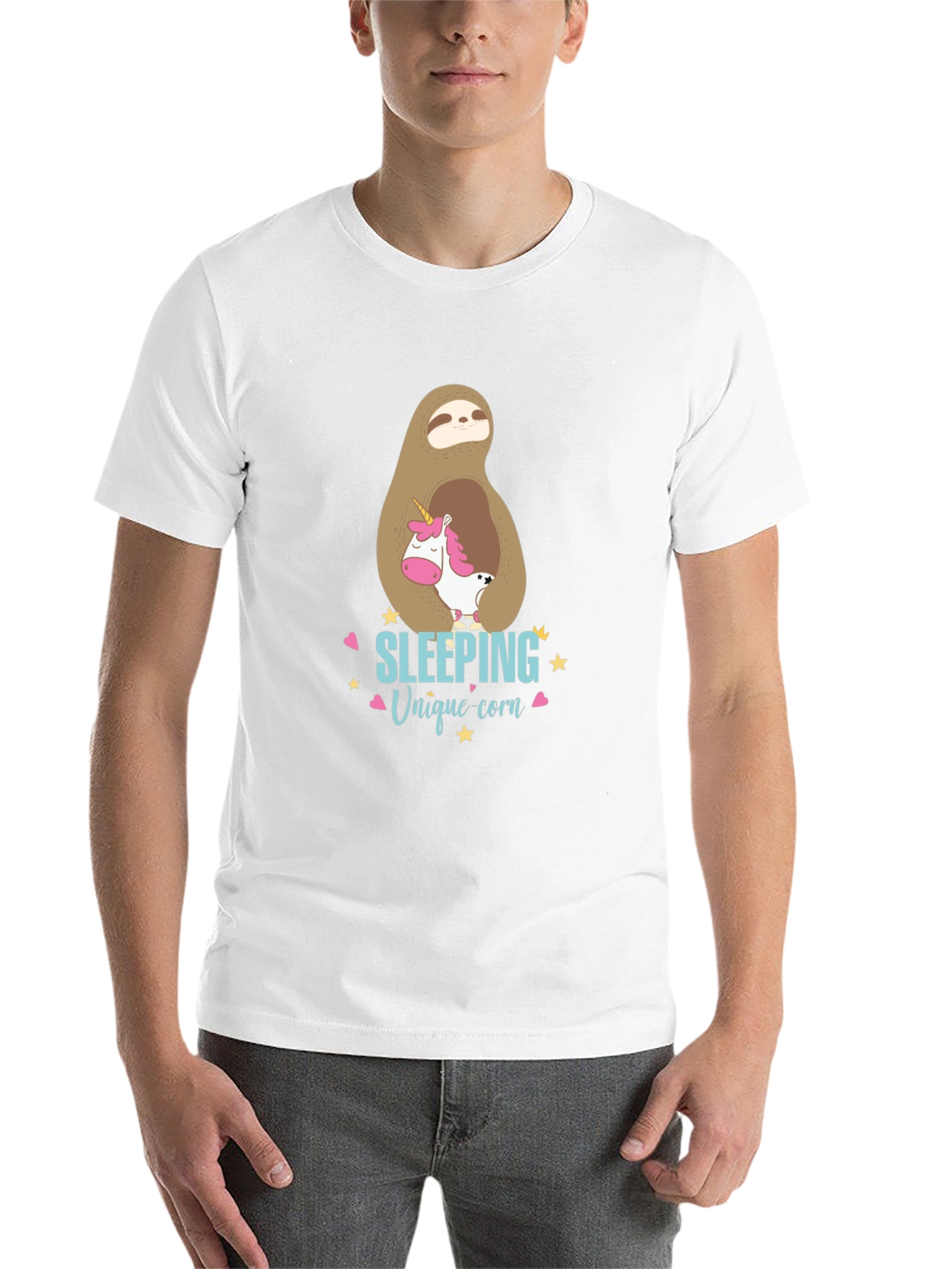 Black Cute Sloth & Unicorn Graphic T-Shirt view 14