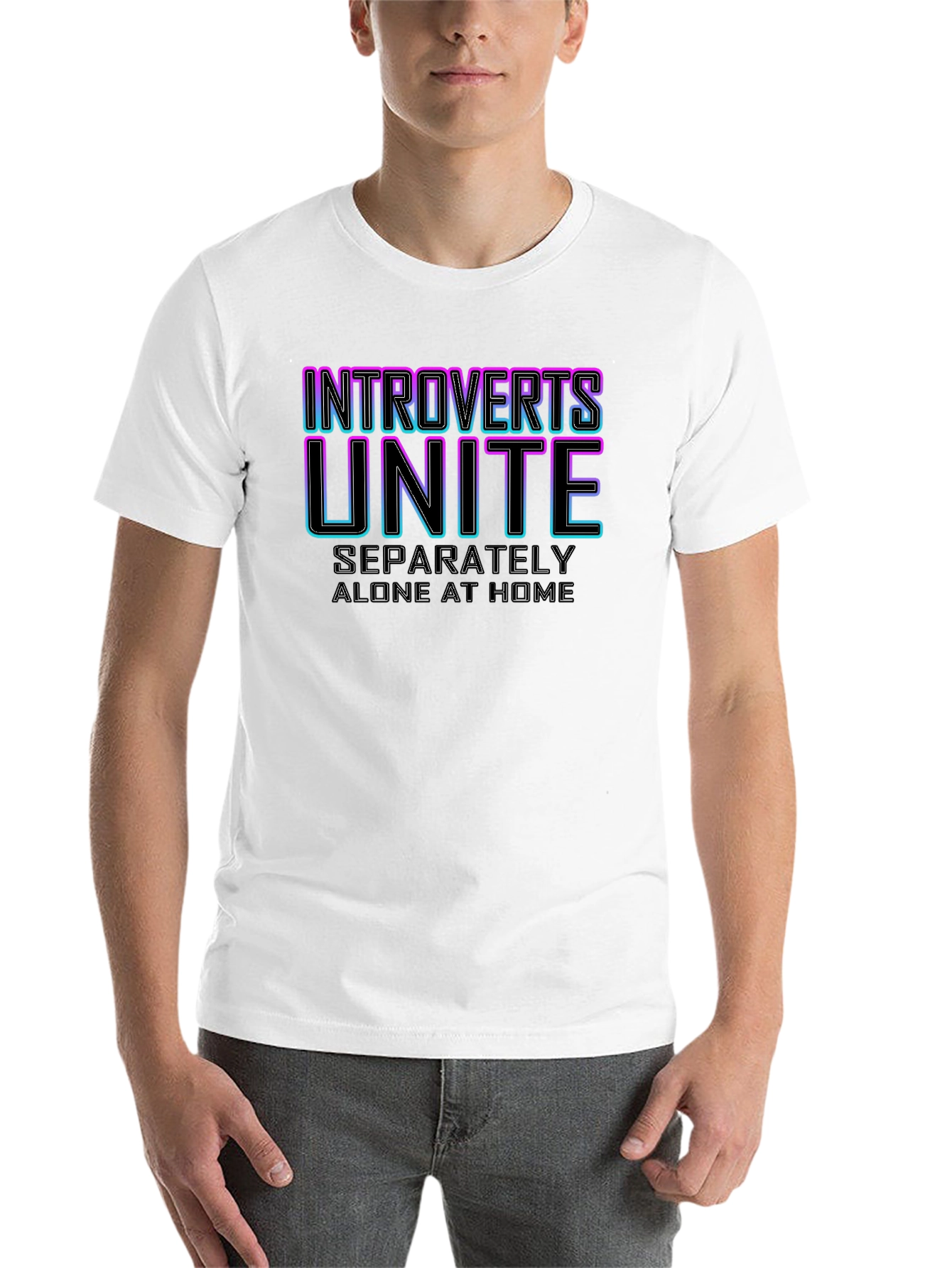Black Introverts Unite Black T-Shirt view 14