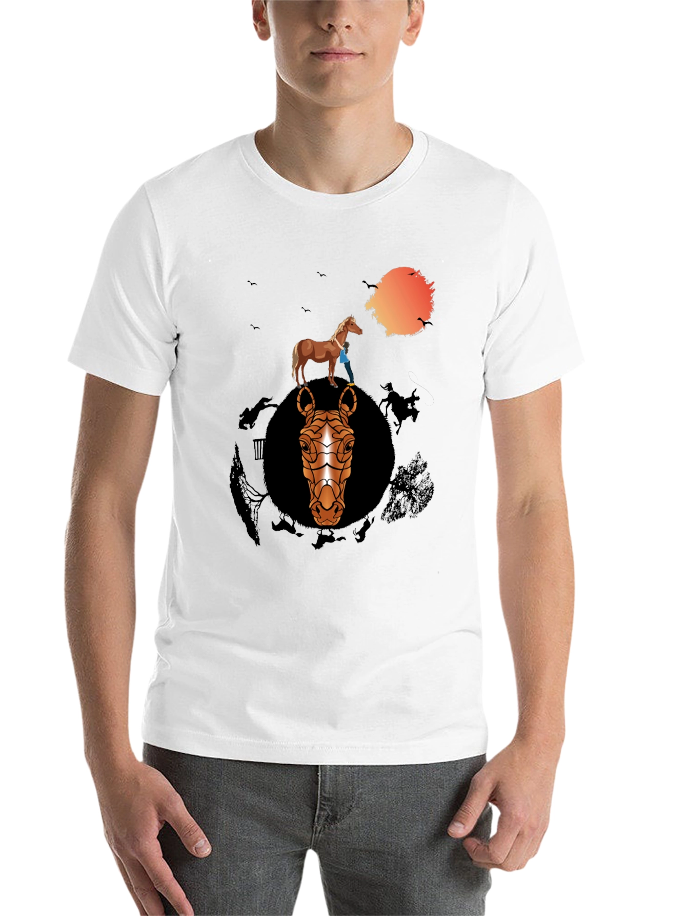 Black Horse Graphic Print Black T-Shirt view 14