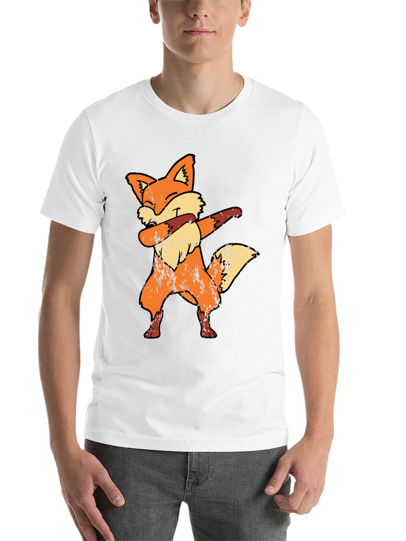 Black Dabbing Fox Graphic Tee - Funny Novelty Shirt view 14