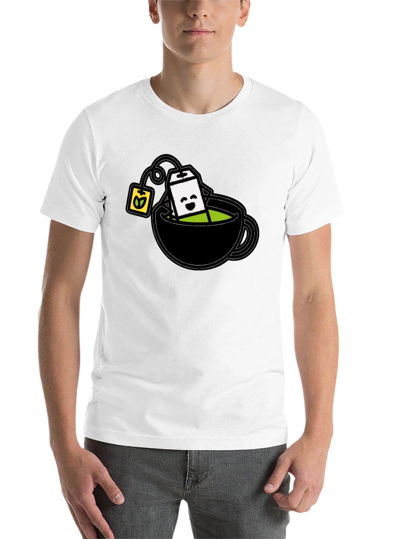 Black Cute Tea Cup T-Shirt - Kawaii Tea Time Tee view 14