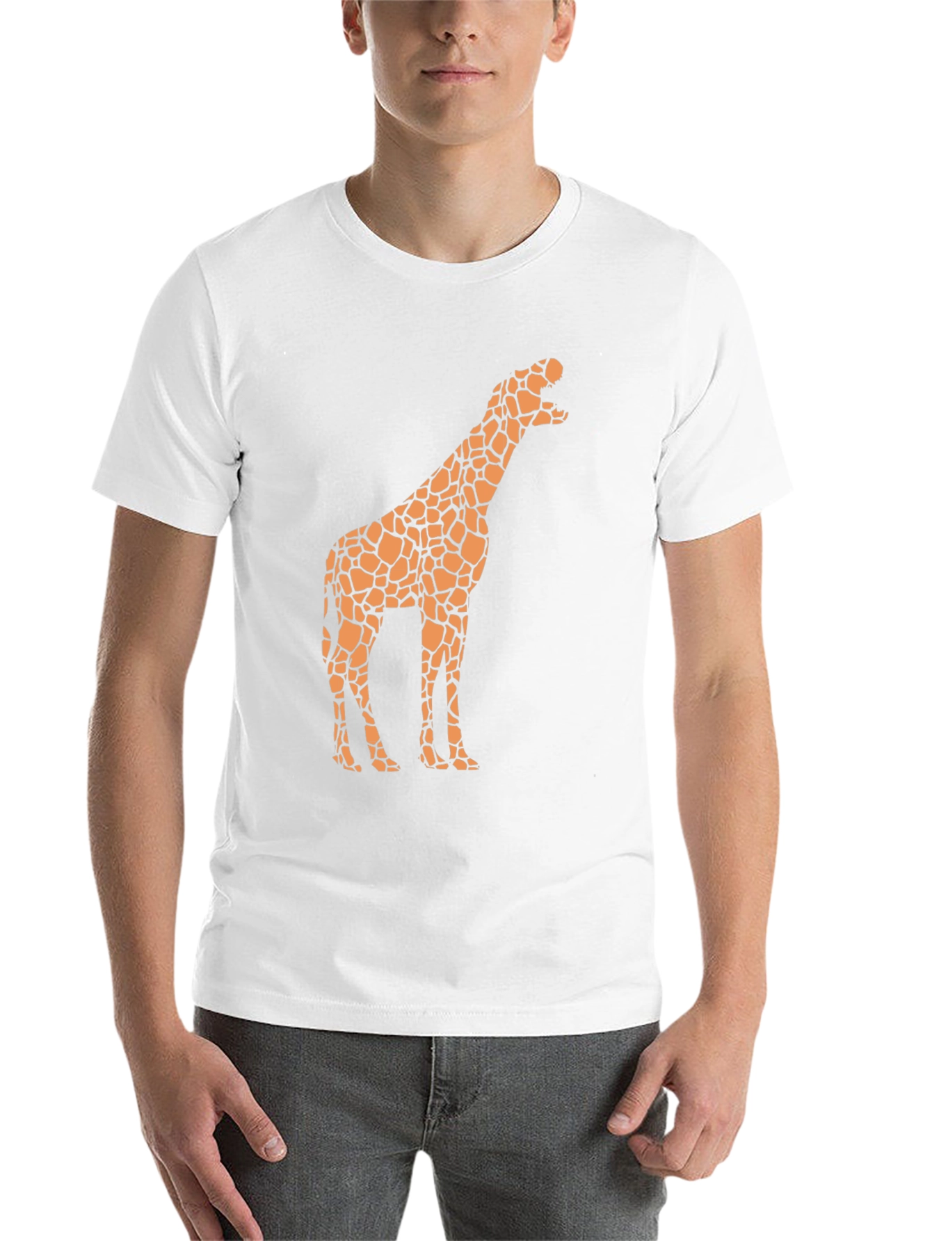 Black Giraffe Print Black T-Shirt - Novelty Design view 14