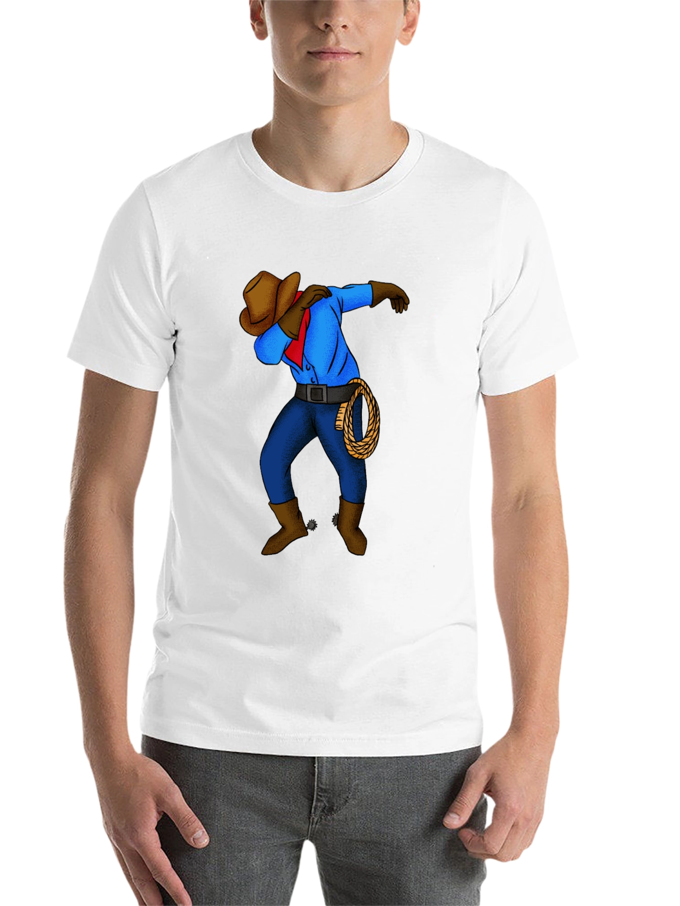 Black Dabbing Cowboy Graphic T-Shirt view 14