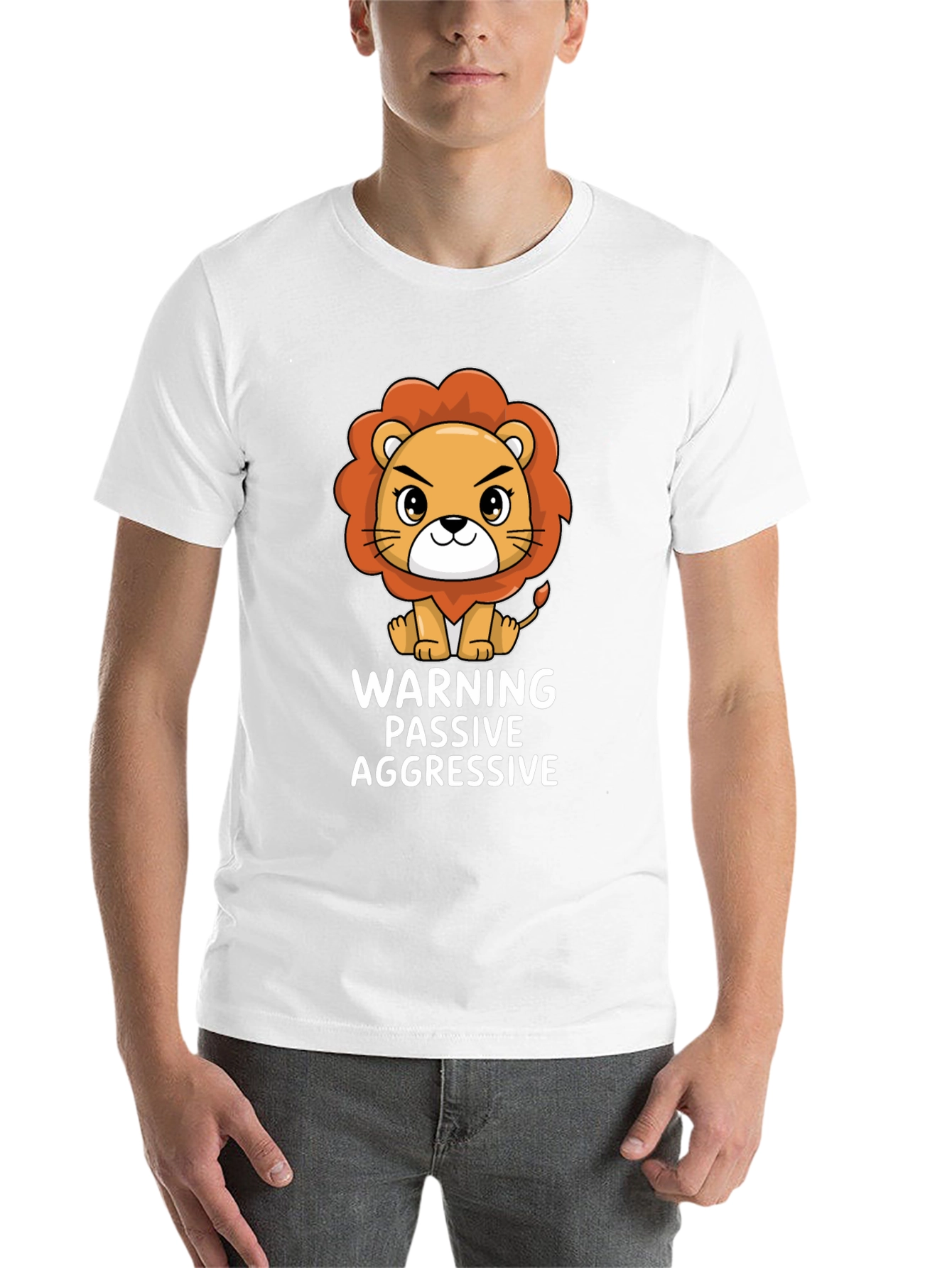 Black Warning Passive Aggressive Lion T-Shirt view 14