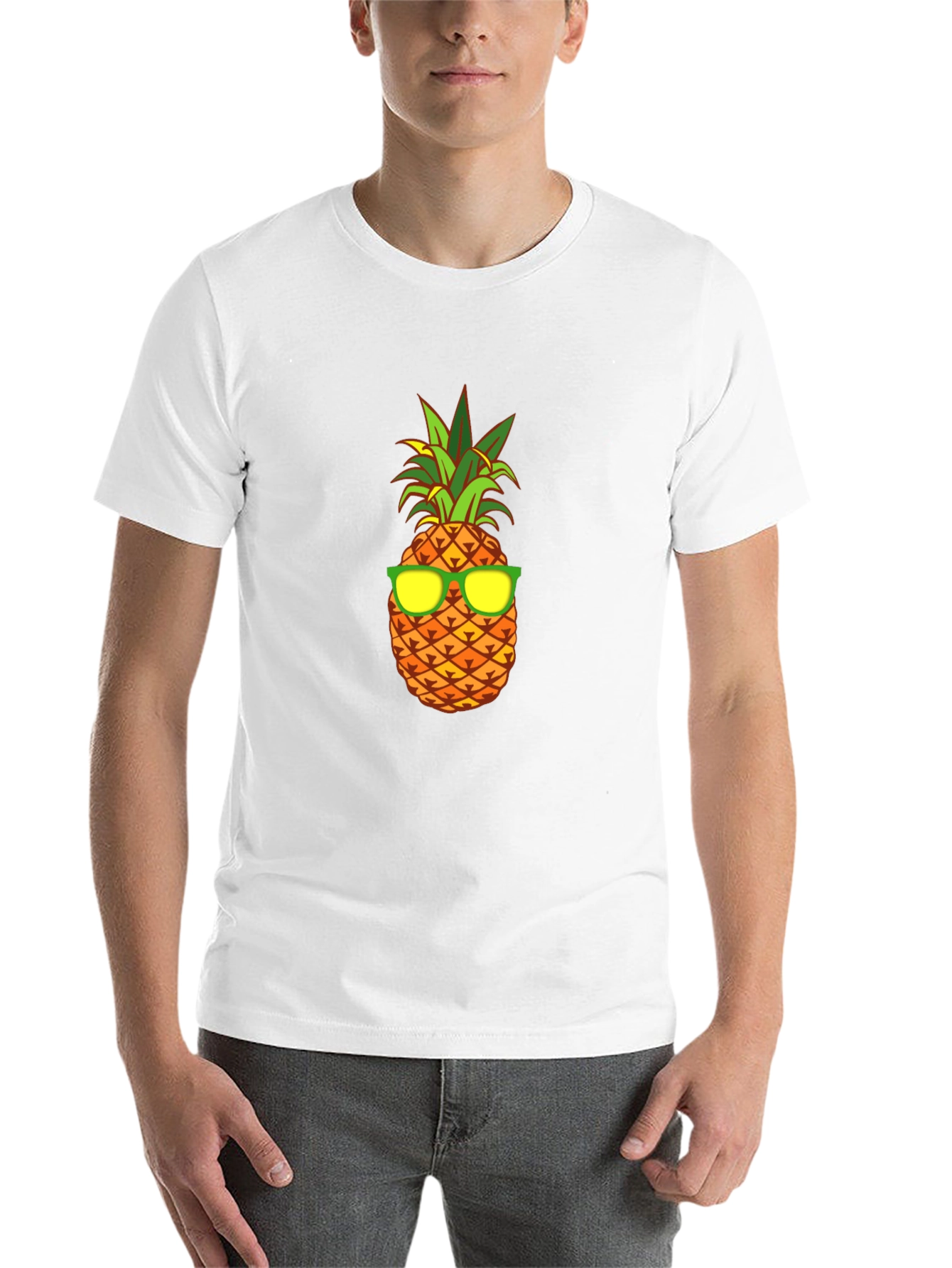 Black Cool Pineapple Graphic Tee - Black Cotton T-Shirt view 14