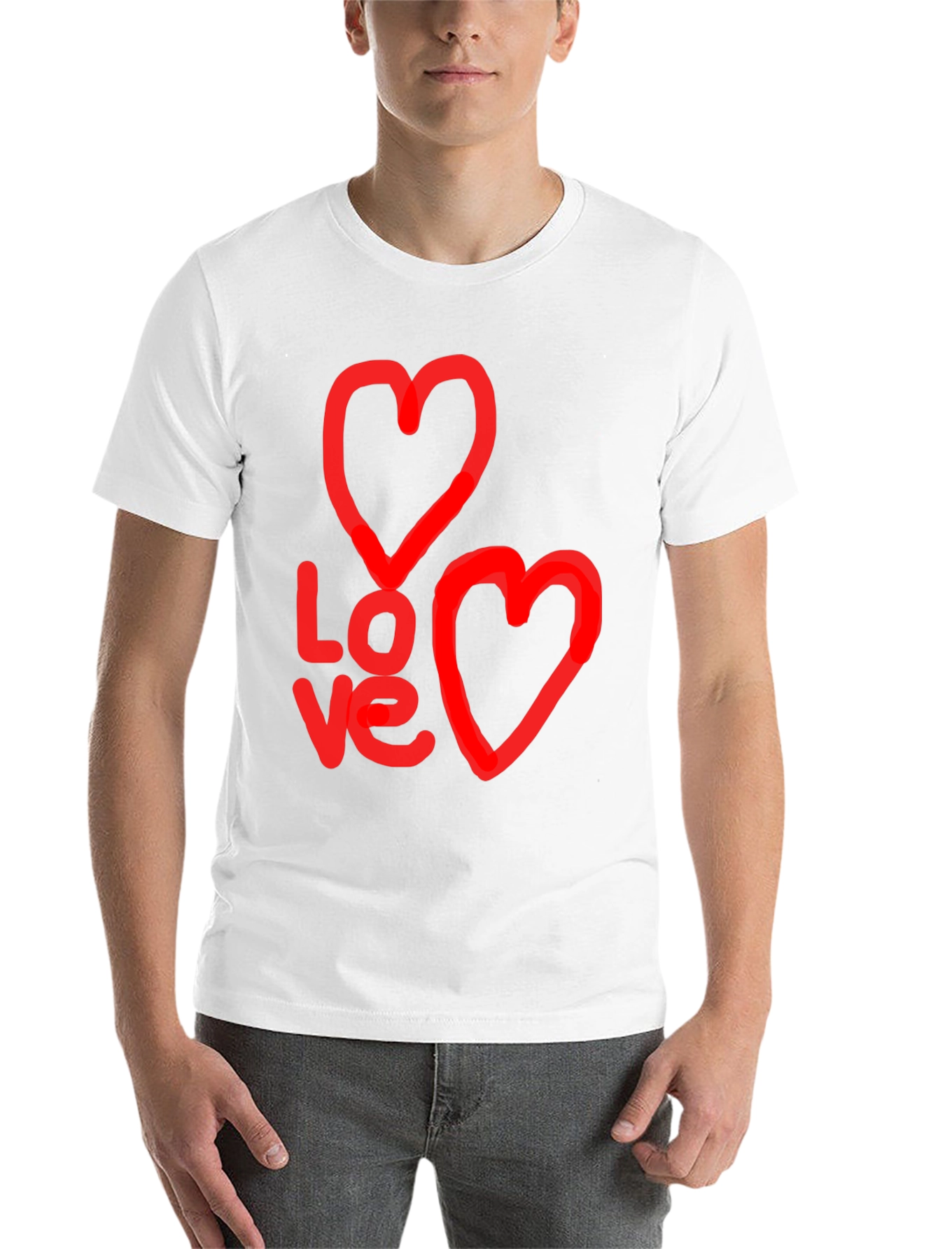 Black Love Graphic Black T-Shirt with Heart Designs view 14