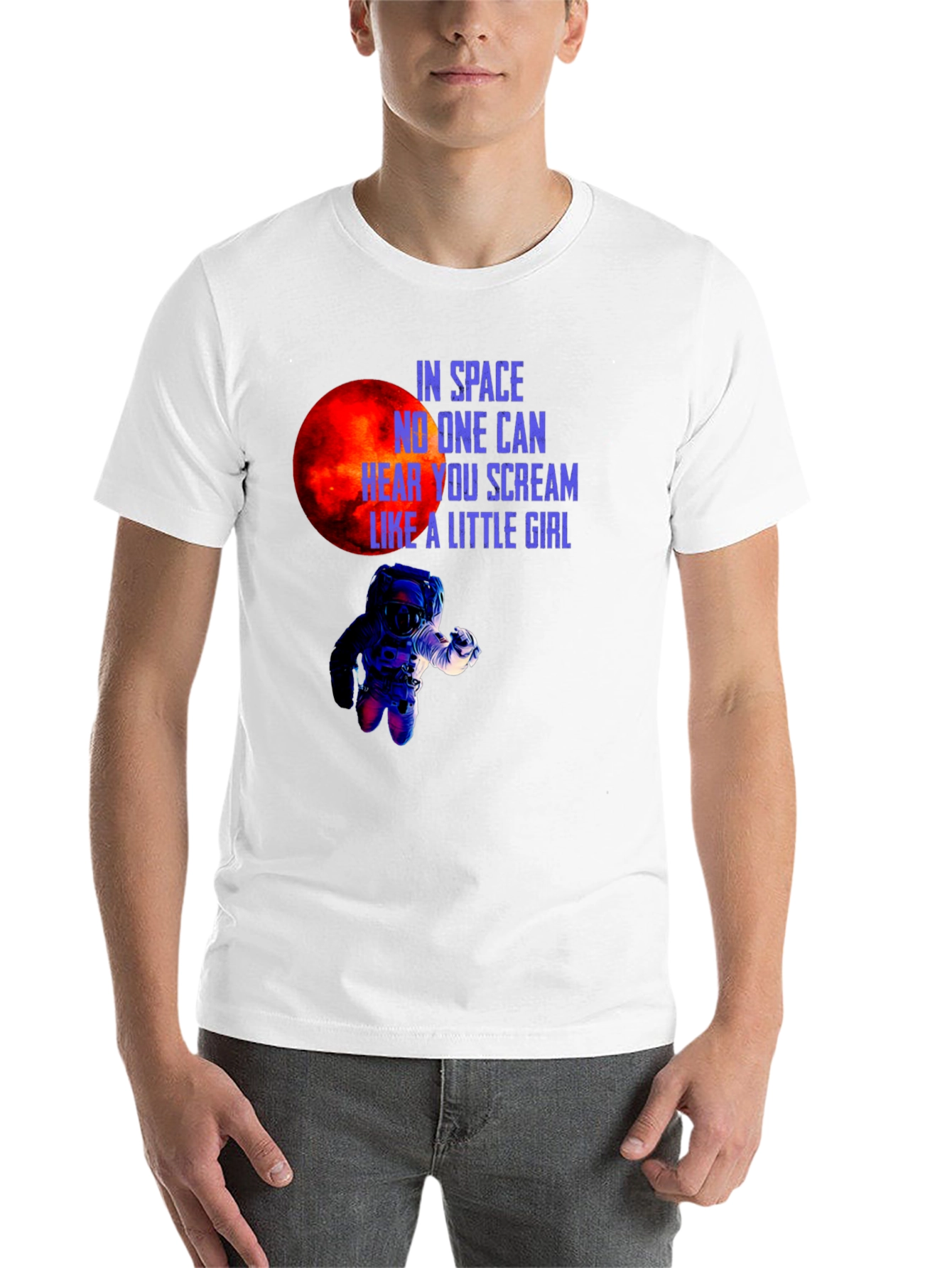 Black Space Scream Graphic Tee - Black Cotton T-Shirt view 14