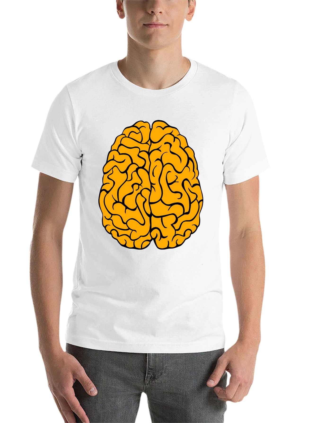 Black Brain Graphic Tee - Black Cotton Crew Neck T-Shirt view 14
