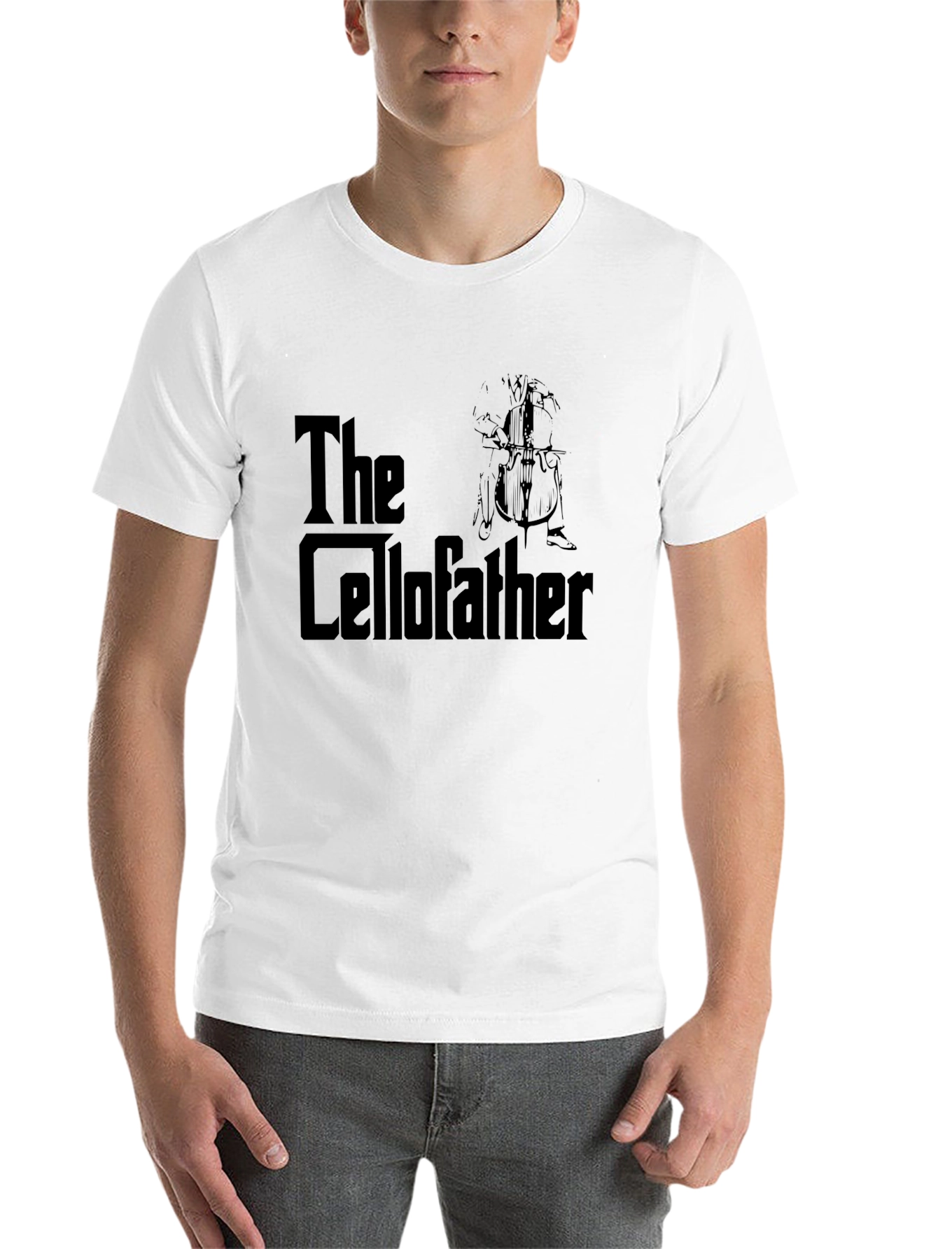 Black The Cellofather T-Shirt - Music Lover's Tee view 14