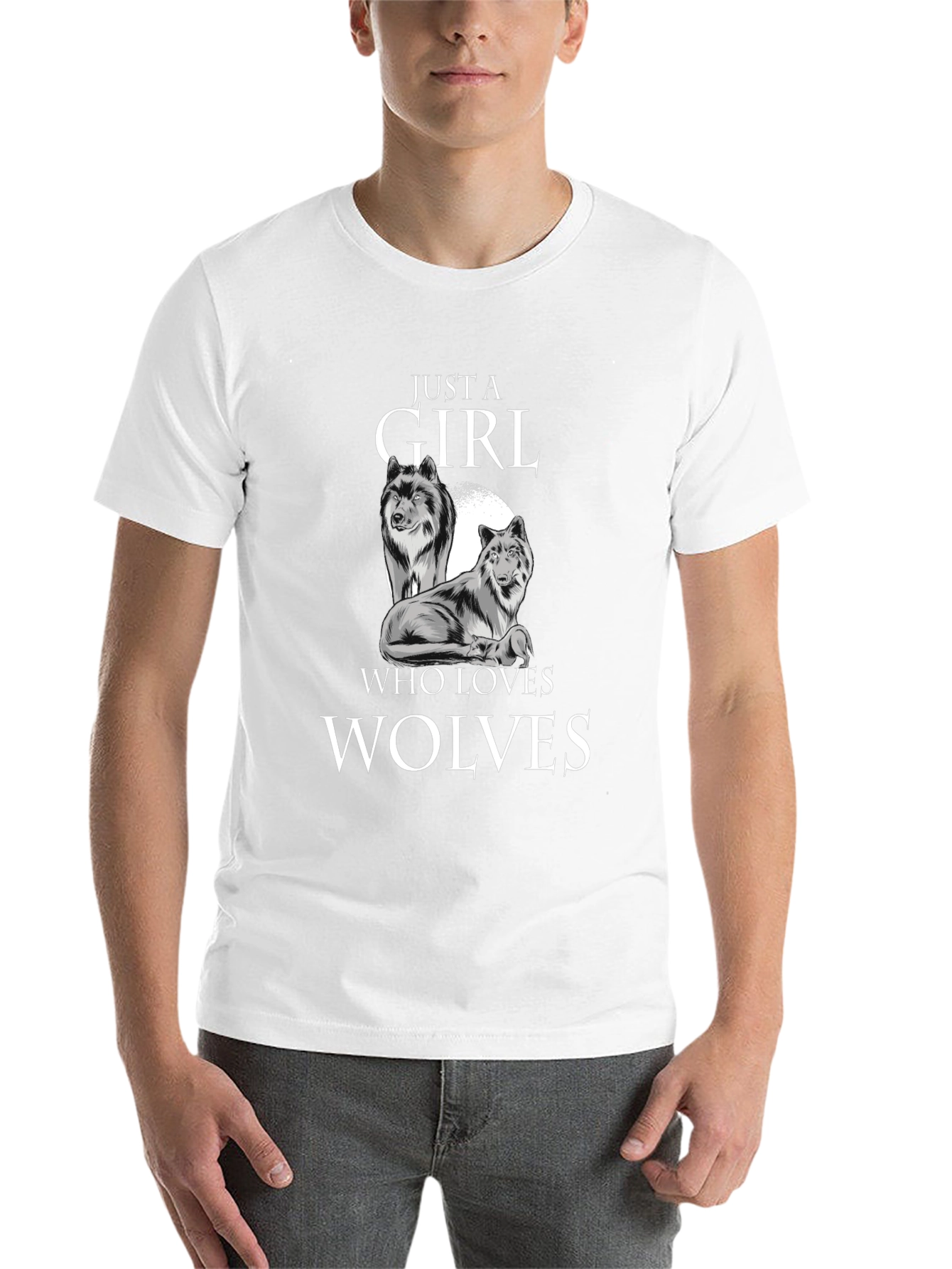 Black Just a Girl Who Loves Wolves T-Shirt view 14
