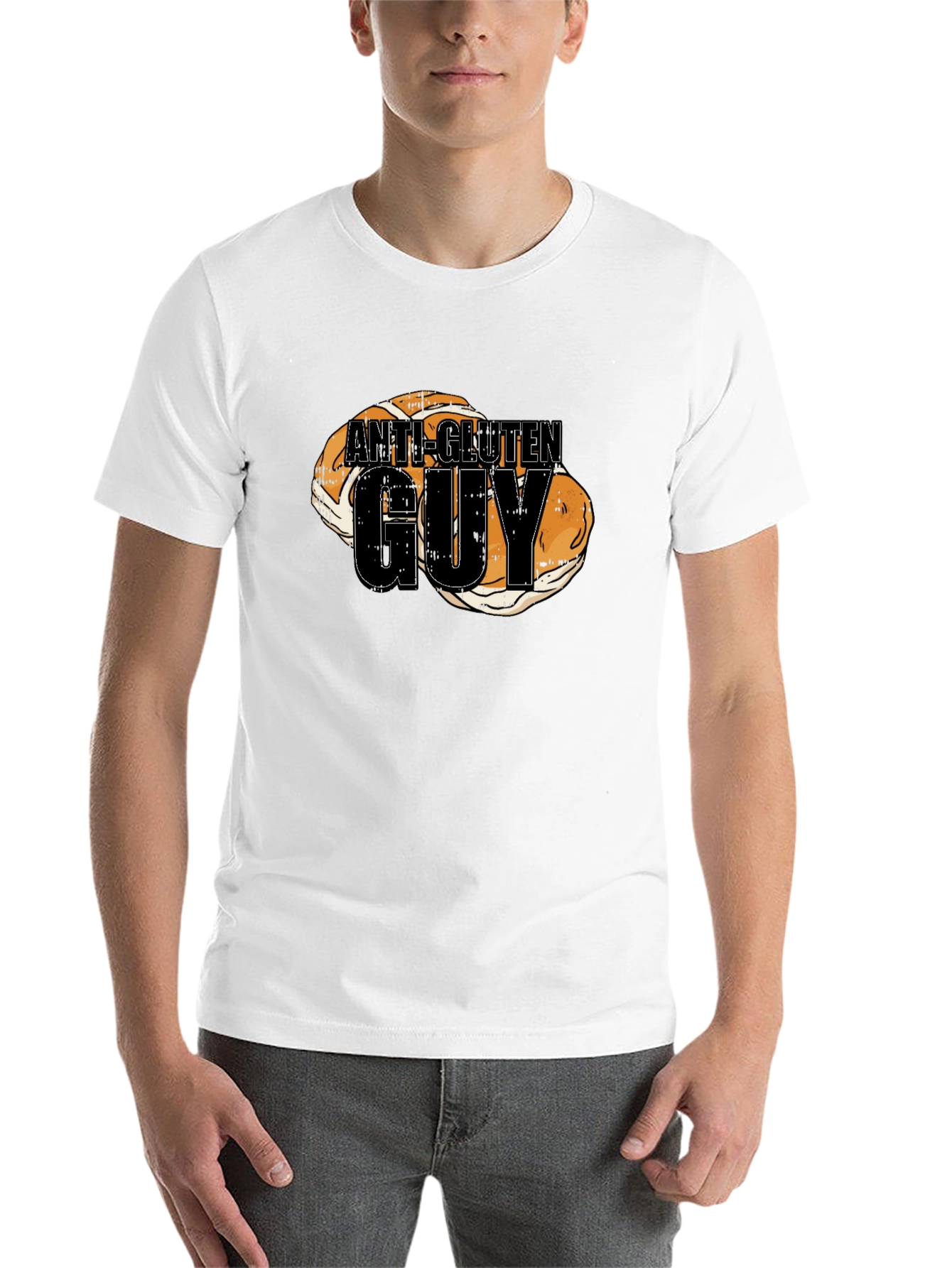 Anti-Gluten Guy T-Shirt Funny Bread Humor Tee - 14