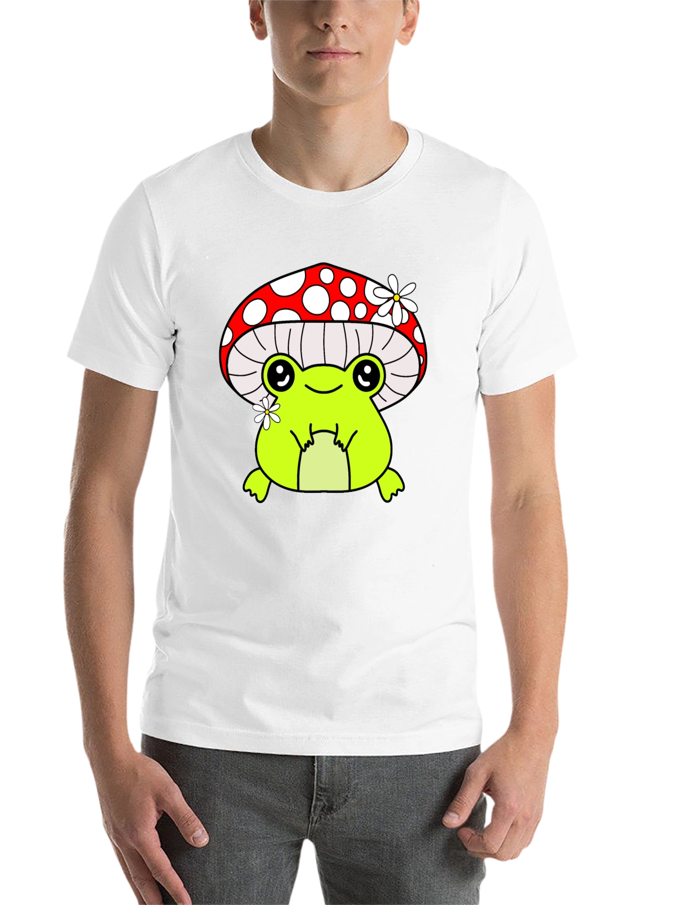 Black Mushroom Frog Graphic Tee - Black Cotton Shirt view 14