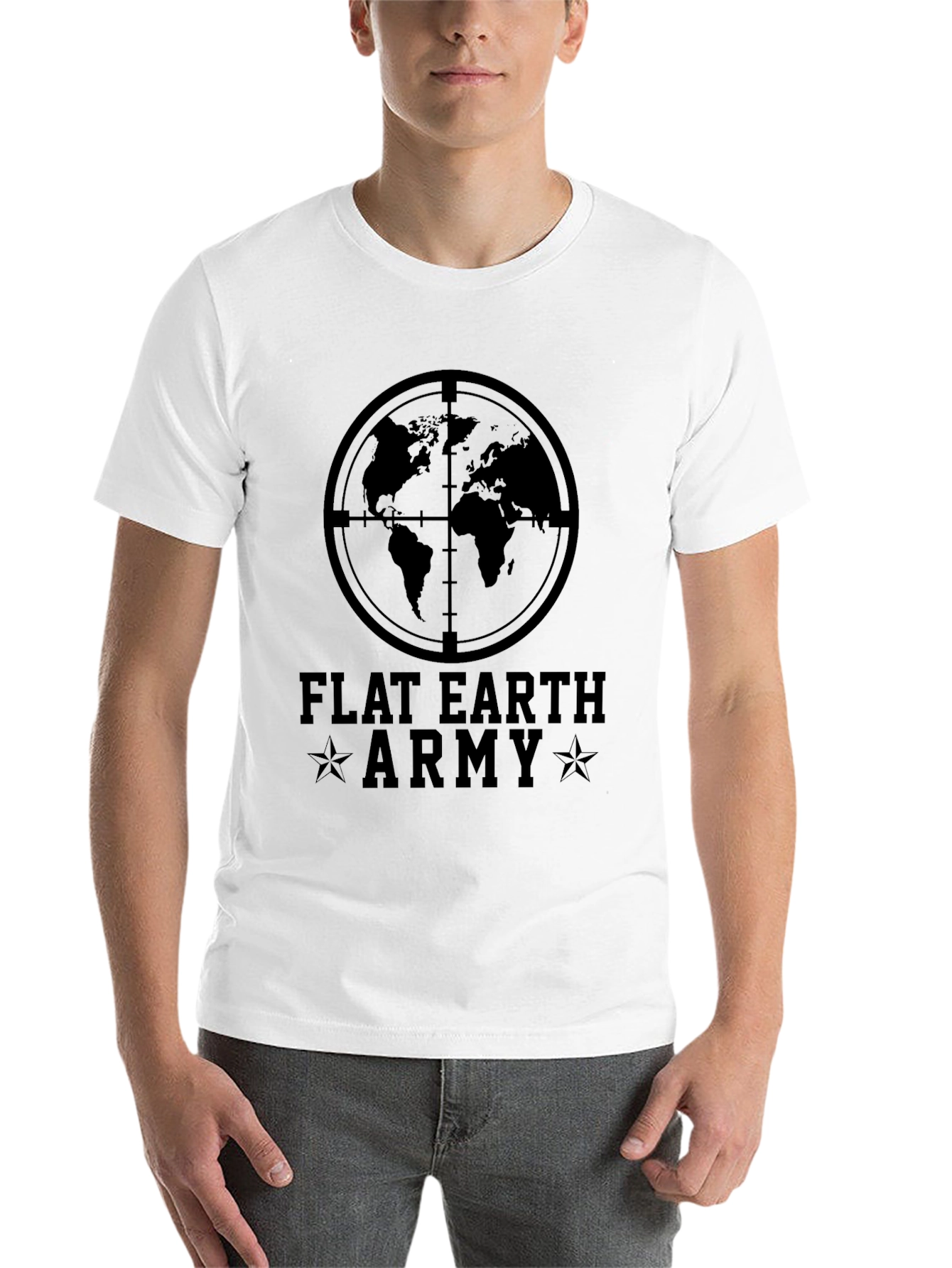 Black Flat Earth Army Graphic Tee - Conspiracy T-Shirt view 14