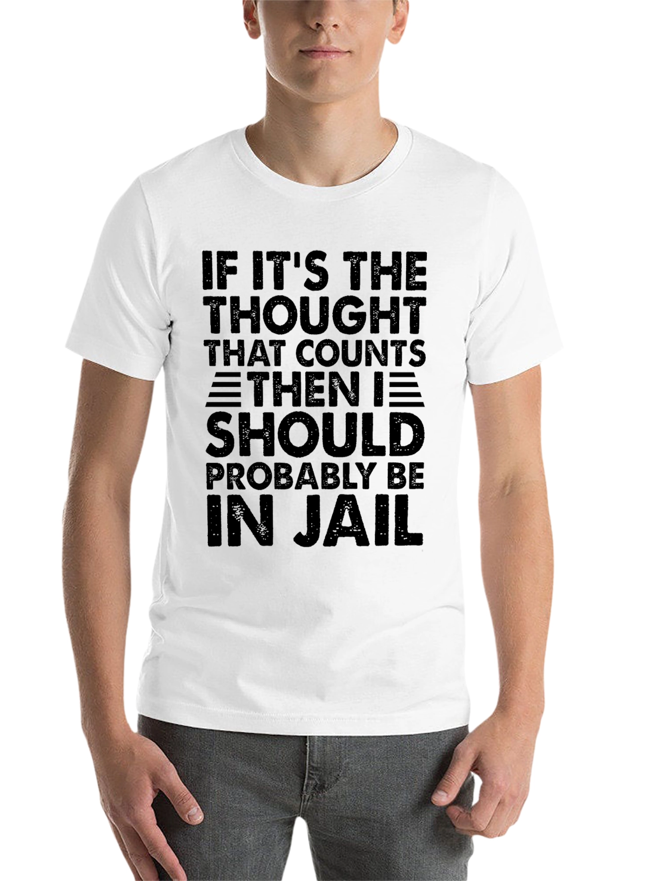 Black Humorous Jail Thought T-Shirt view 14