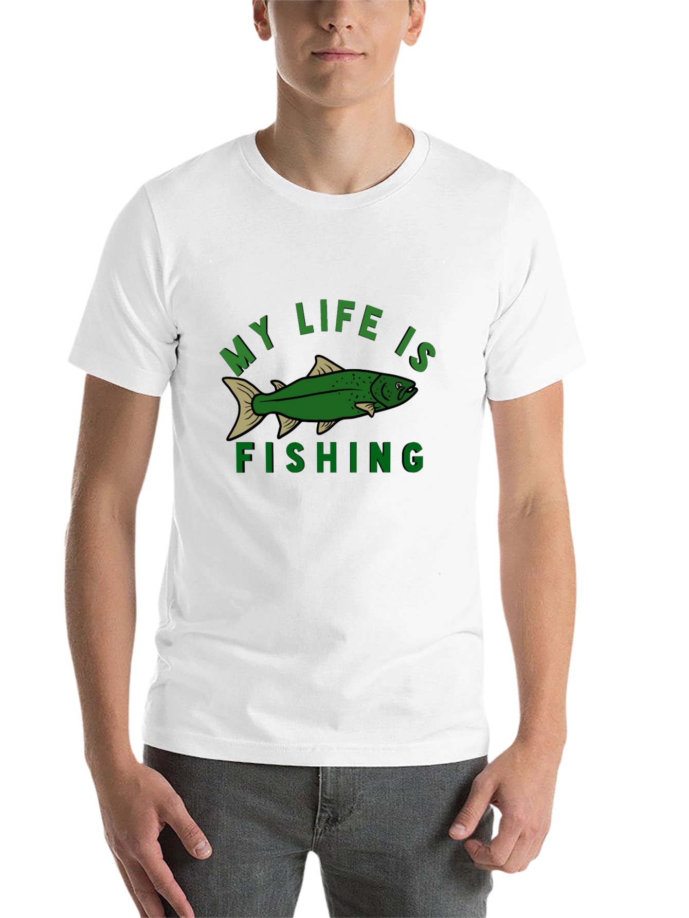 Black My Life Is Fishing Graphic Tee - Black Cotton T-Shirt view 14