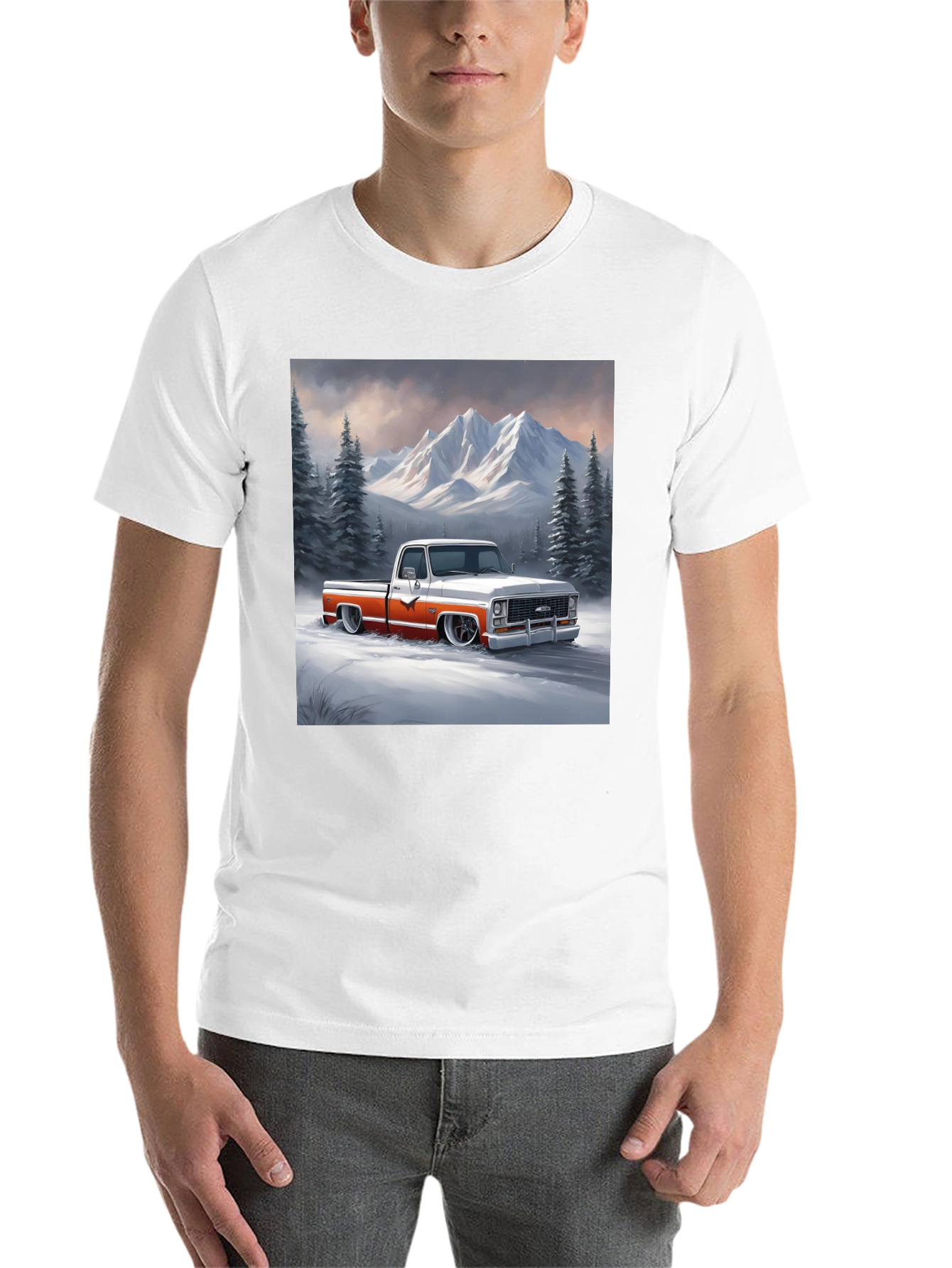 Black Classic Truck Graphic Tee - Mountain Scene view 14