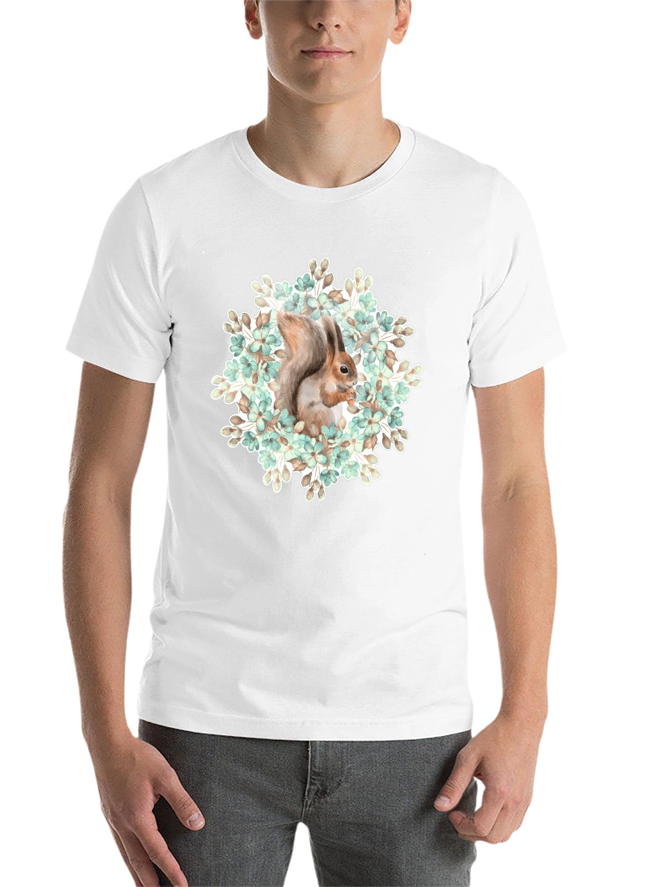 Squirrel Floral T-Shirt - Nature Graphic Tee - 14