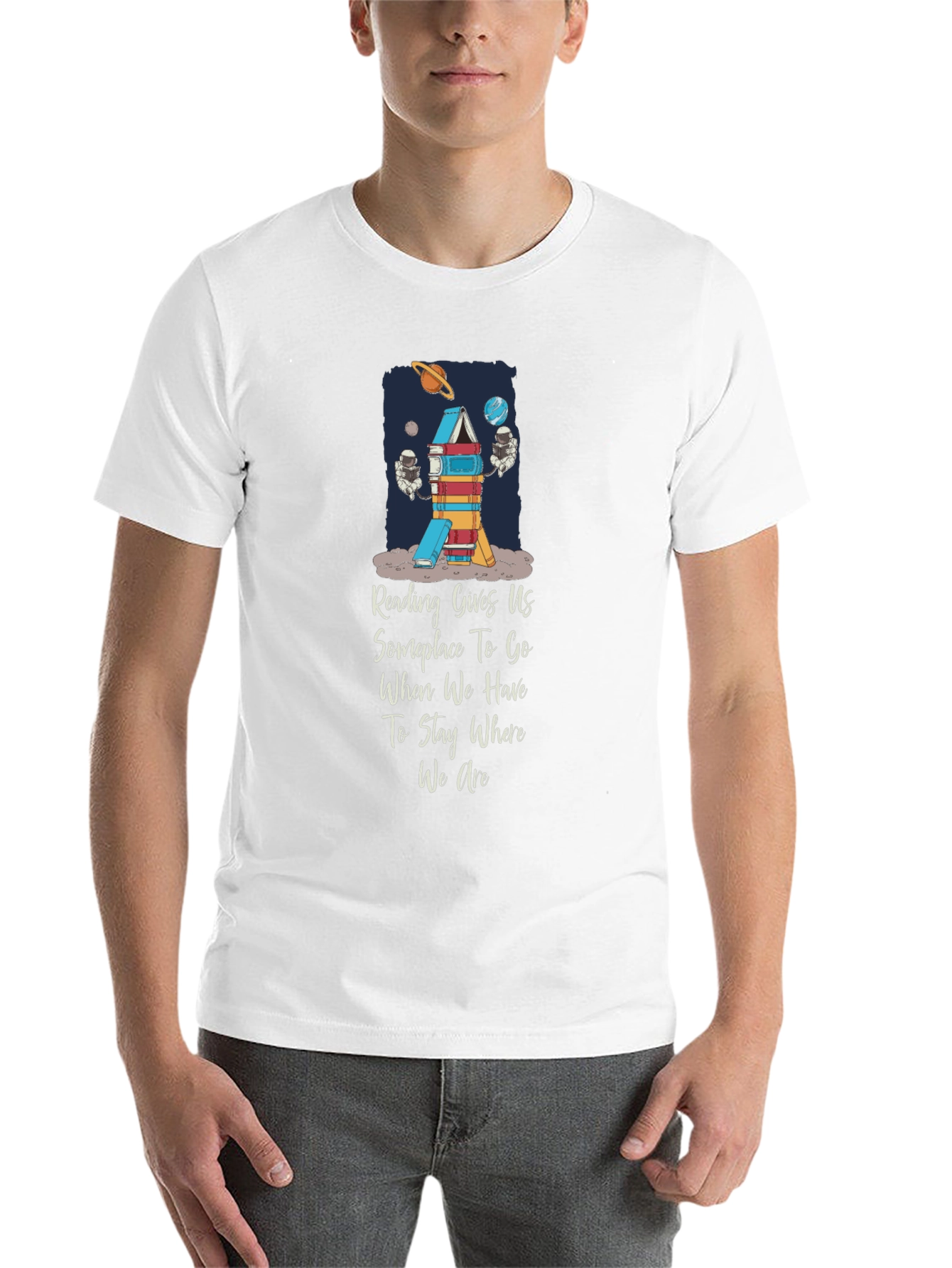 Black Reading Rocket T-Shirt - Space & Books view 14