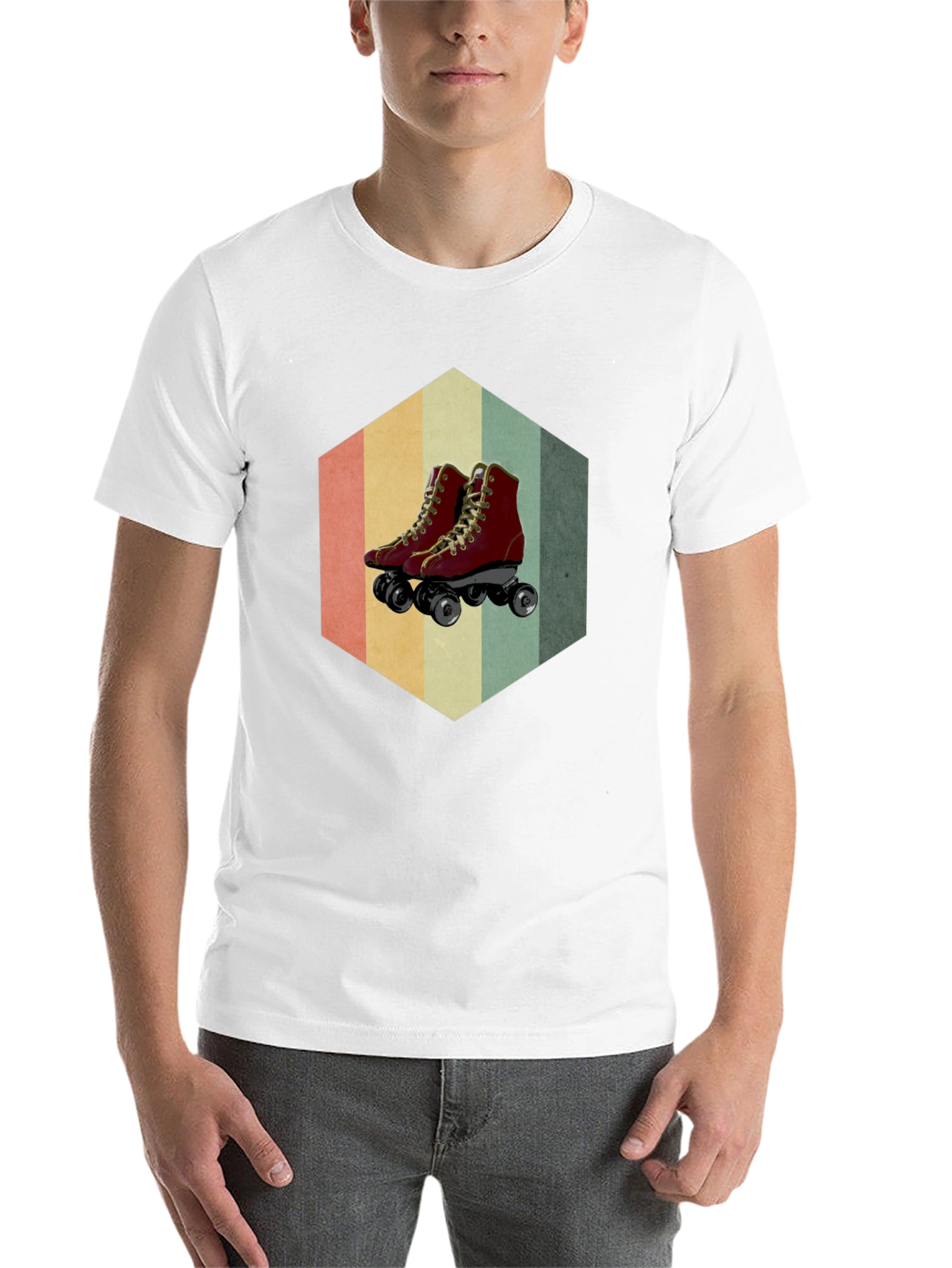 Black Retro Roller Skate Graphic Tee - Black Casual Shirt view 14