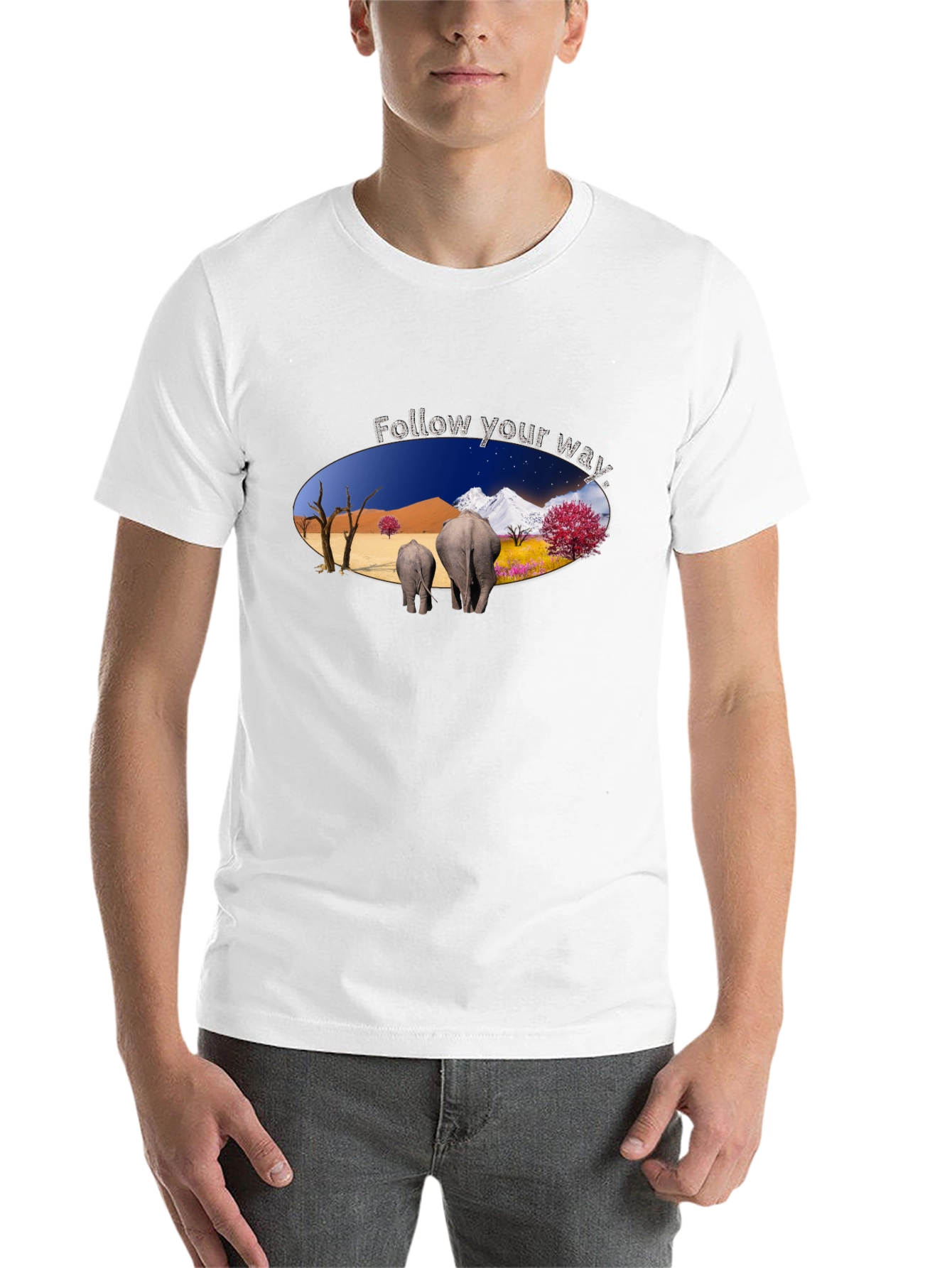 Black Elephant Landscape Graphic T-Shirt view 14