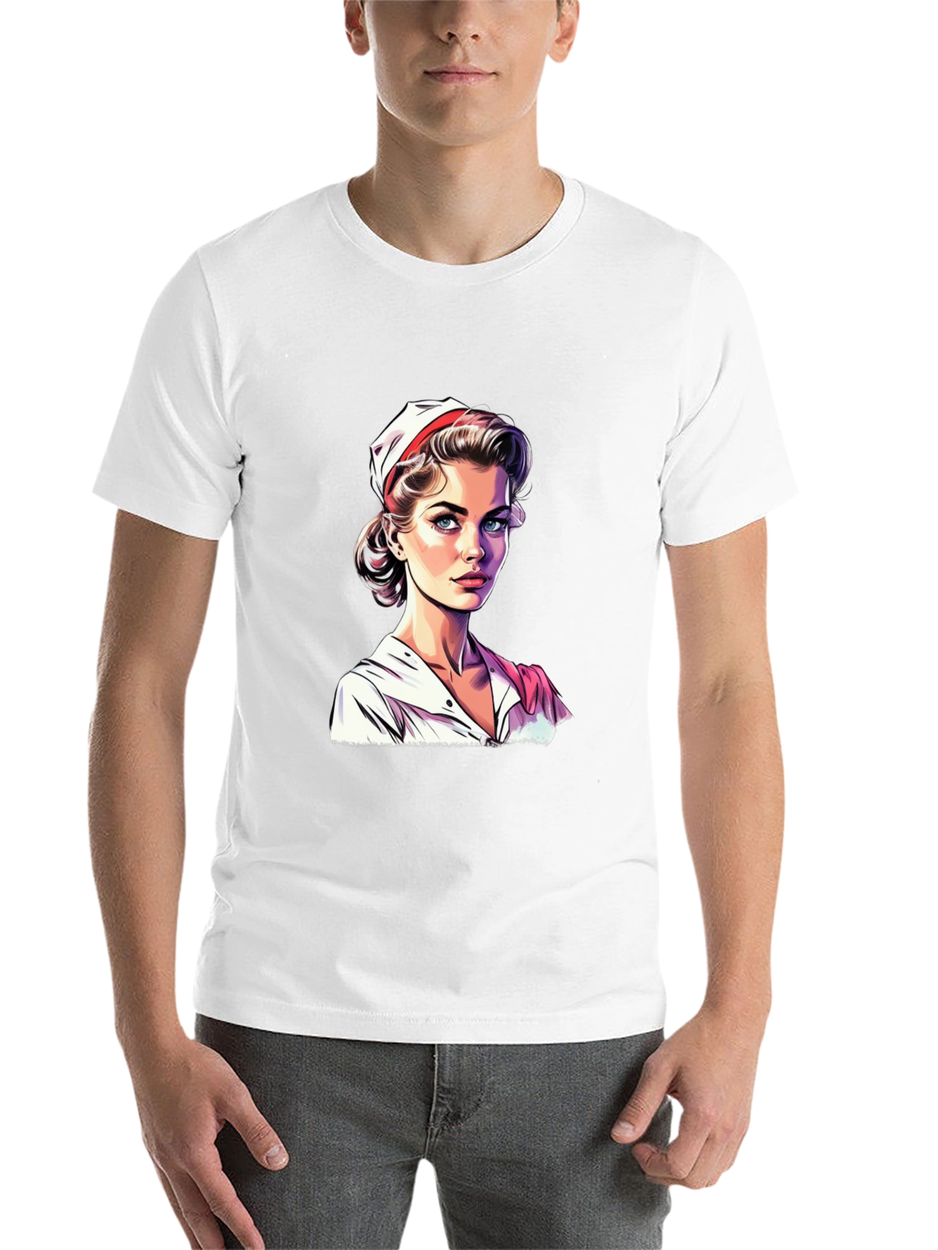 Black Vintage Nurse Graphic Tee - Retro Style T-Shirt view 14