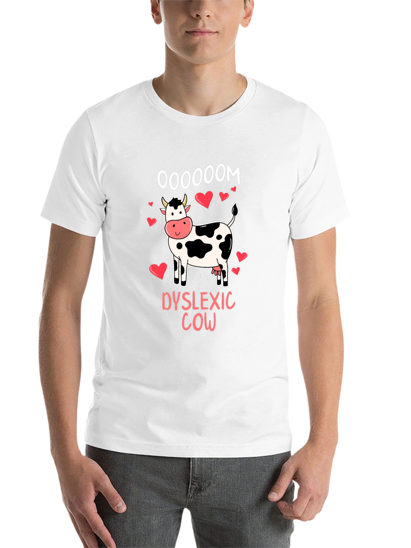 Black Dyslexic Cow Oooooom T-Shirt view 14