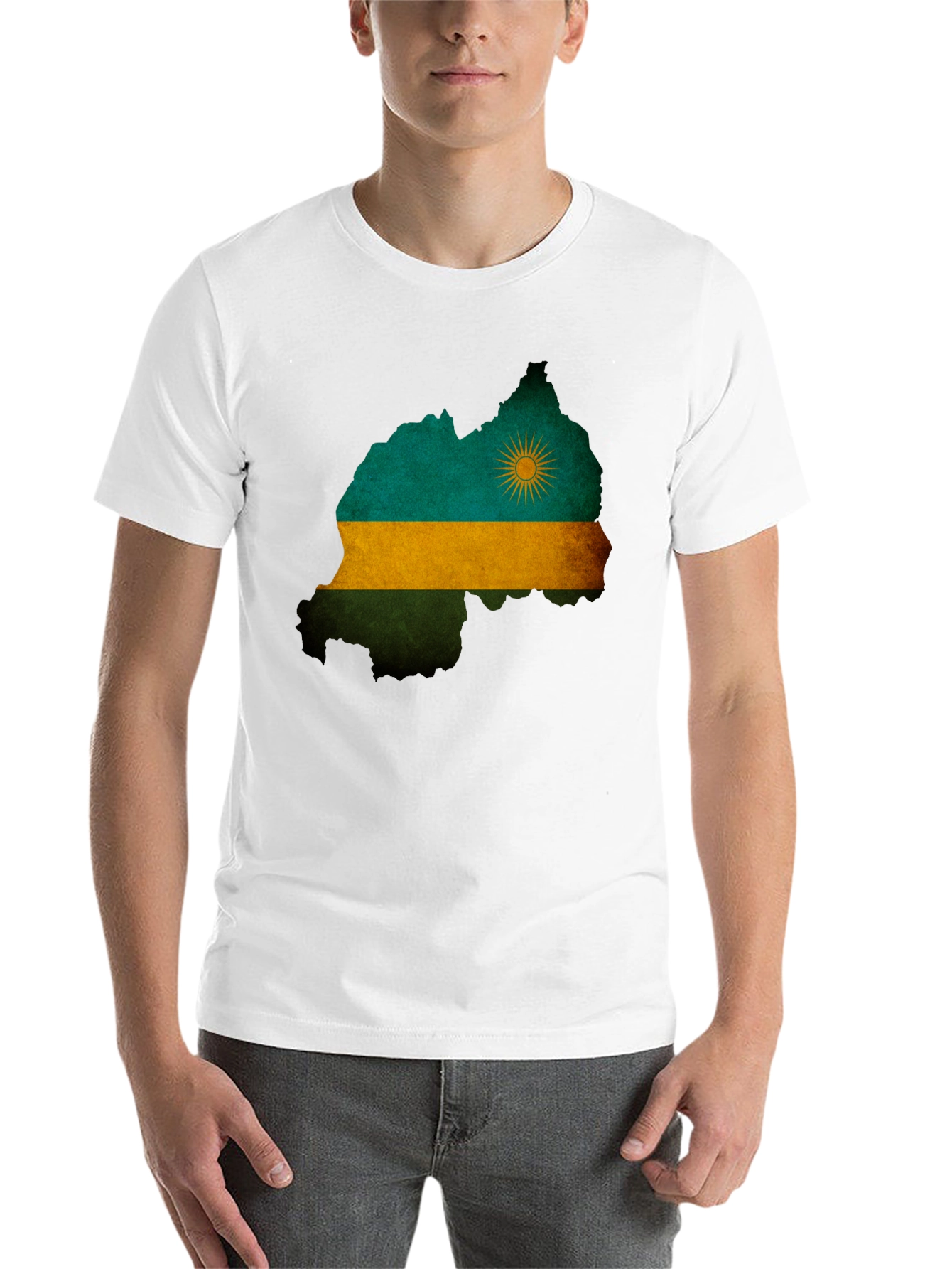 Black Rwanda Flag Map T-Shirt - Black view 14