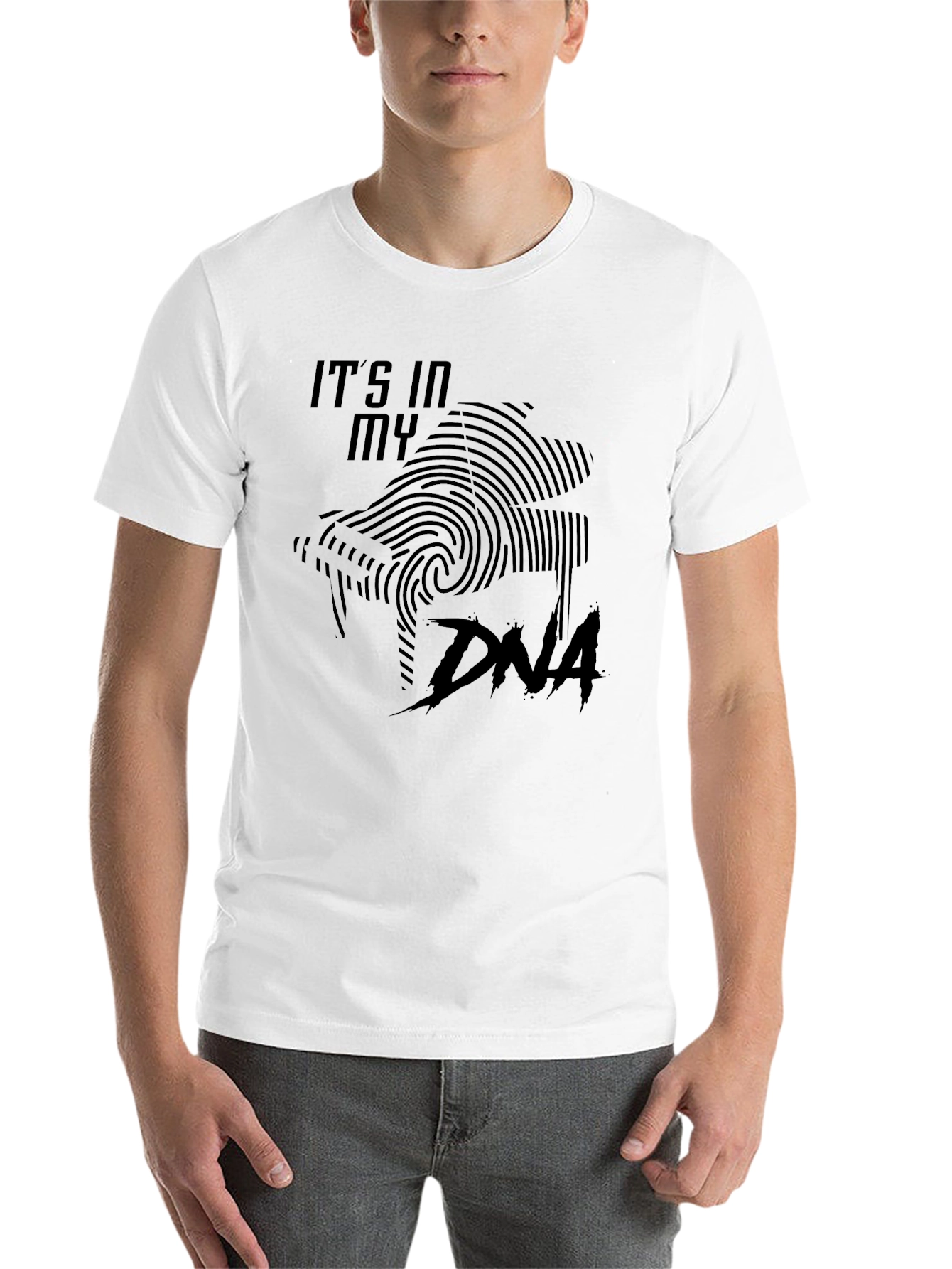 Black It's In My DNA T-Shirt - Shark Fingerprint Graphic view 14
